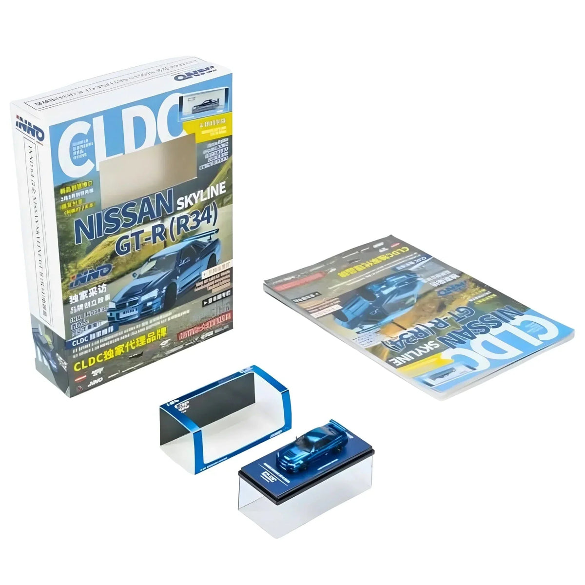 Skyline GT-R R34 CLDC Magazine Edition,1:64 Scale (Chrome Blue) — image 6