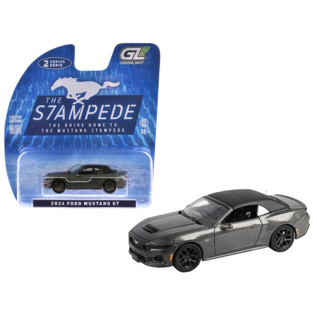 *PRE-ORDER* The Mustang Stampede Series 2 - 2024 Ford Mustang1 GT 5.0 Convertible, 1:64 Scale (Dark Matter Gray) — image 1