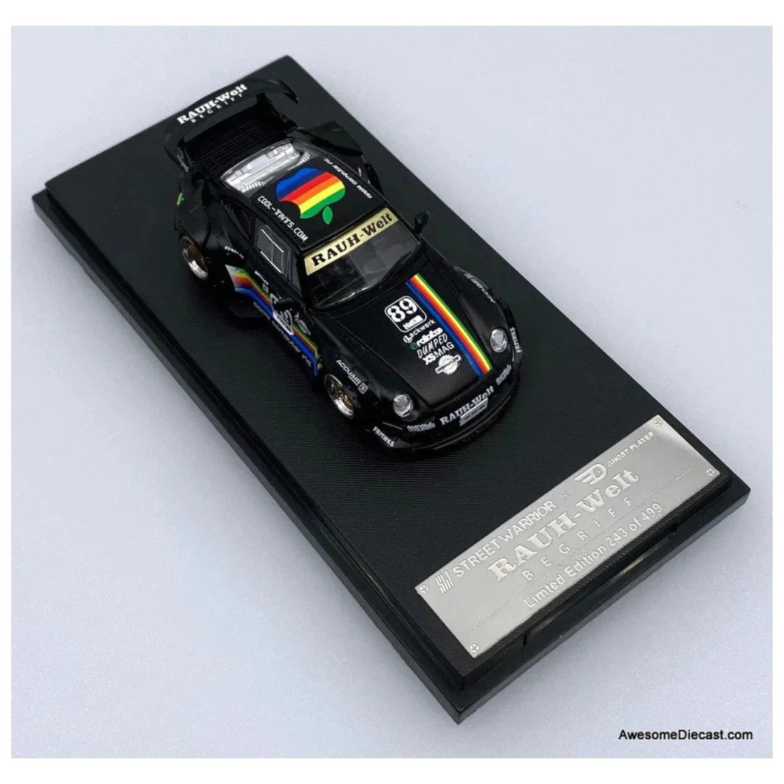 Porsche diecast 911 993#89 Racing Sports Model, 1:64 Scale (Matt Black) (Apple Edition Limited to 499) — image 1
