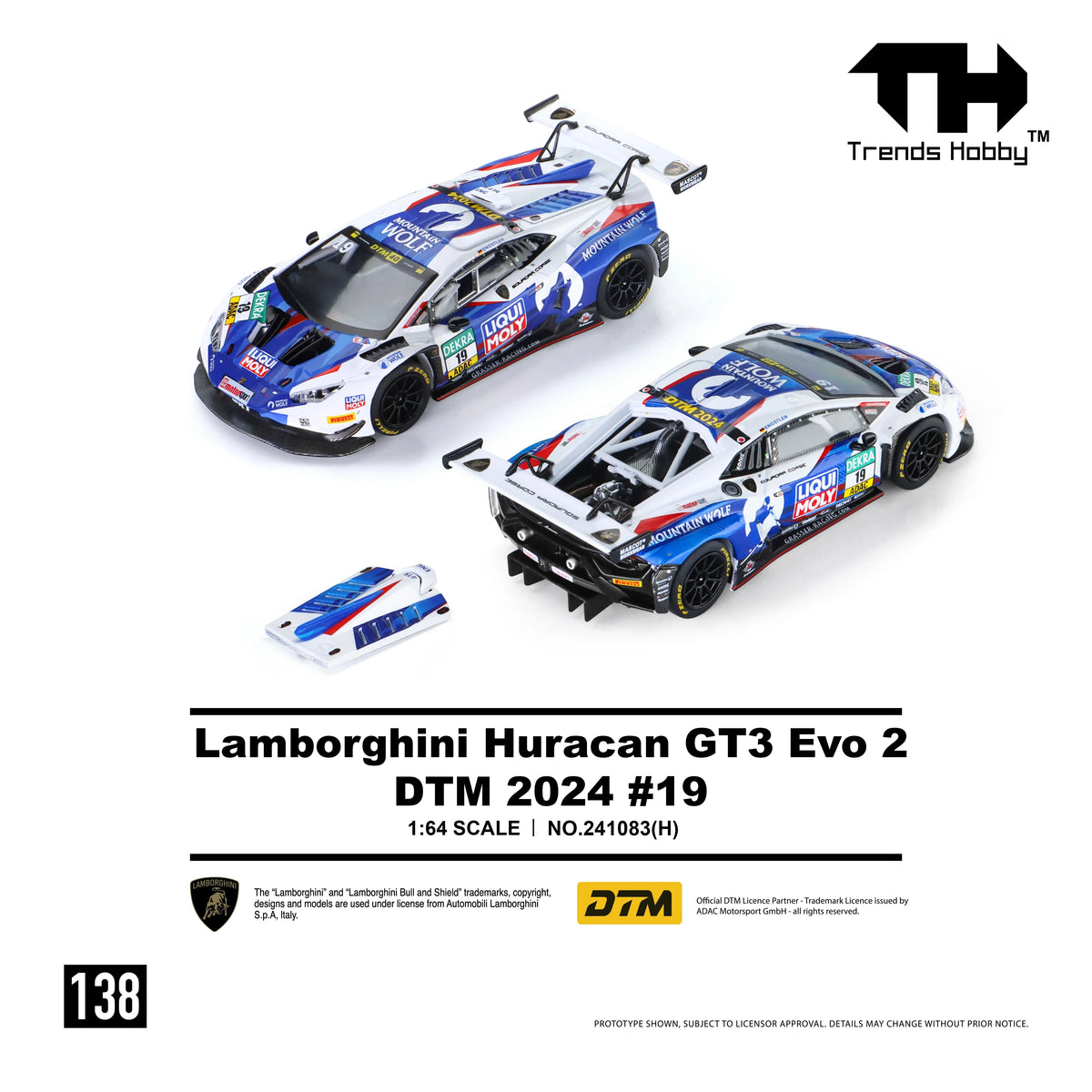 *PRE-ORDER* Lamborghini Huracan GT3 EVO2 - DTM 2024 No.19, 1:64 Scale — image 1