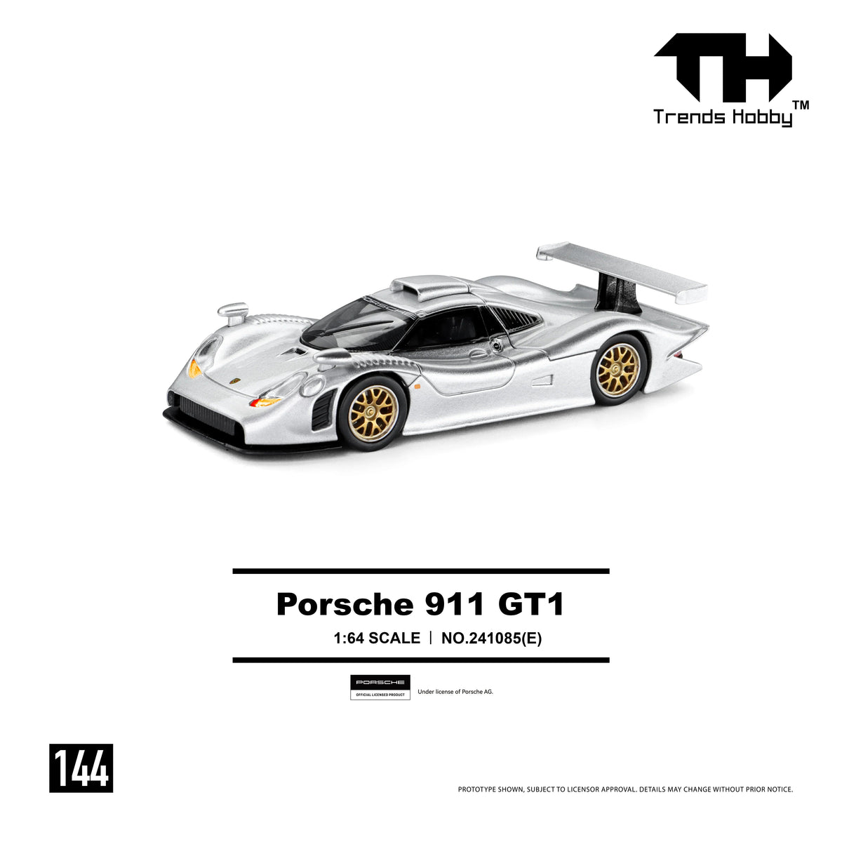 *PRE-ORDER* Porsche diecast 911 GT1 1998, 1:64 Scale (Silver) — image 2