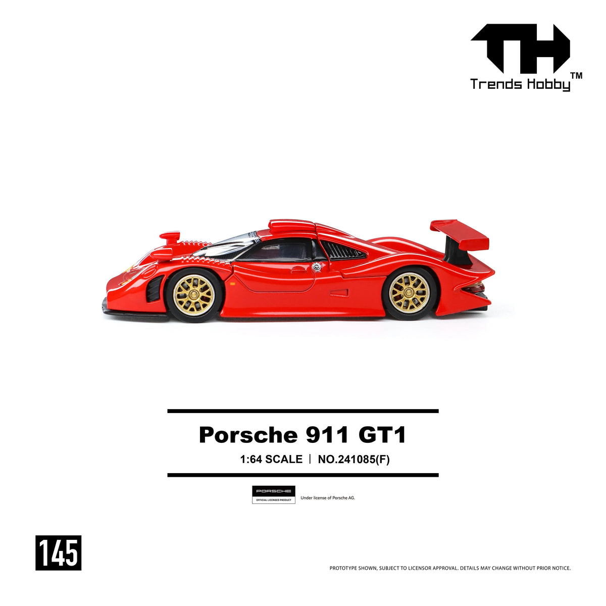 *PRE-ORDER* Porsche diecast 911 GT1 199, 1:64 Scale (Red) — image 3