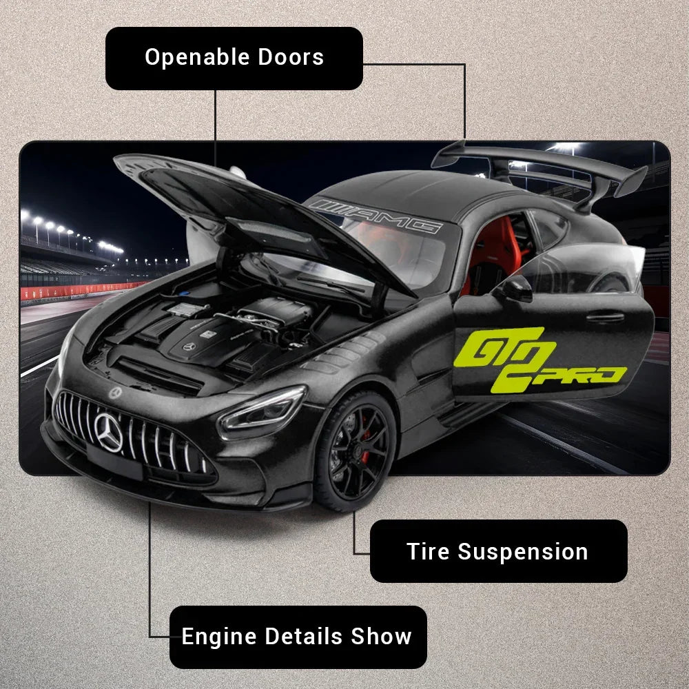 Mercedes Benz AMG-GT - Light, Sound with Openable Doors, 1:24 Scale (Black) — image 1