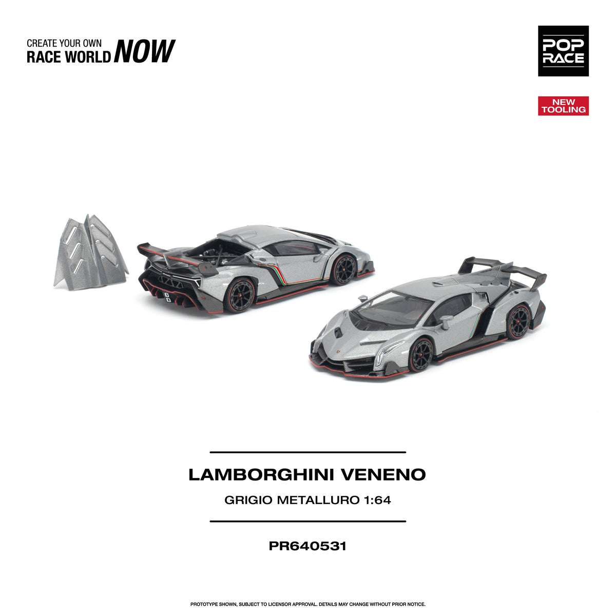 *PRE-ORDER* Lamborghini Veneno Grigio Metalluro, 1:64 Scale — image 1