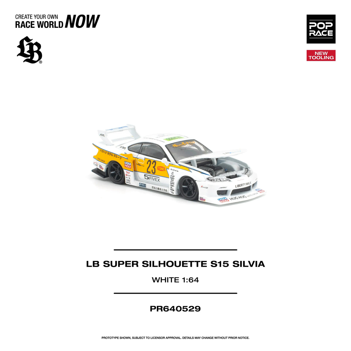 *PRE-ORDER* Lb Super Silhouette S15 Silvia (Opening Engine Hood), 1:64 Scale (White) — image 5