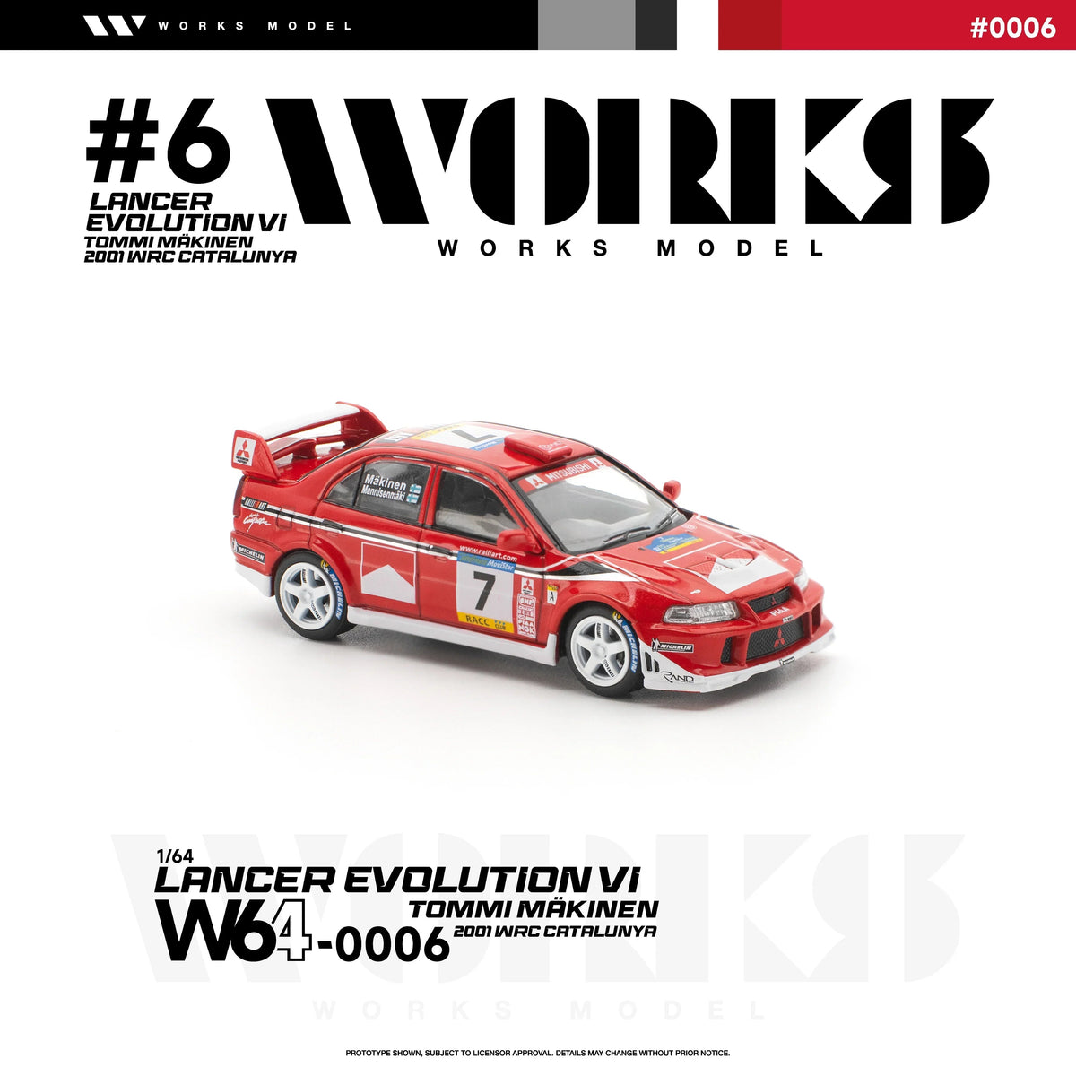 *PRE-ORDER* Mitsubishi Lancer Evolution Vi Tommi Makinen 2001 WRC Catalunya, 1:64 Scale — image 5