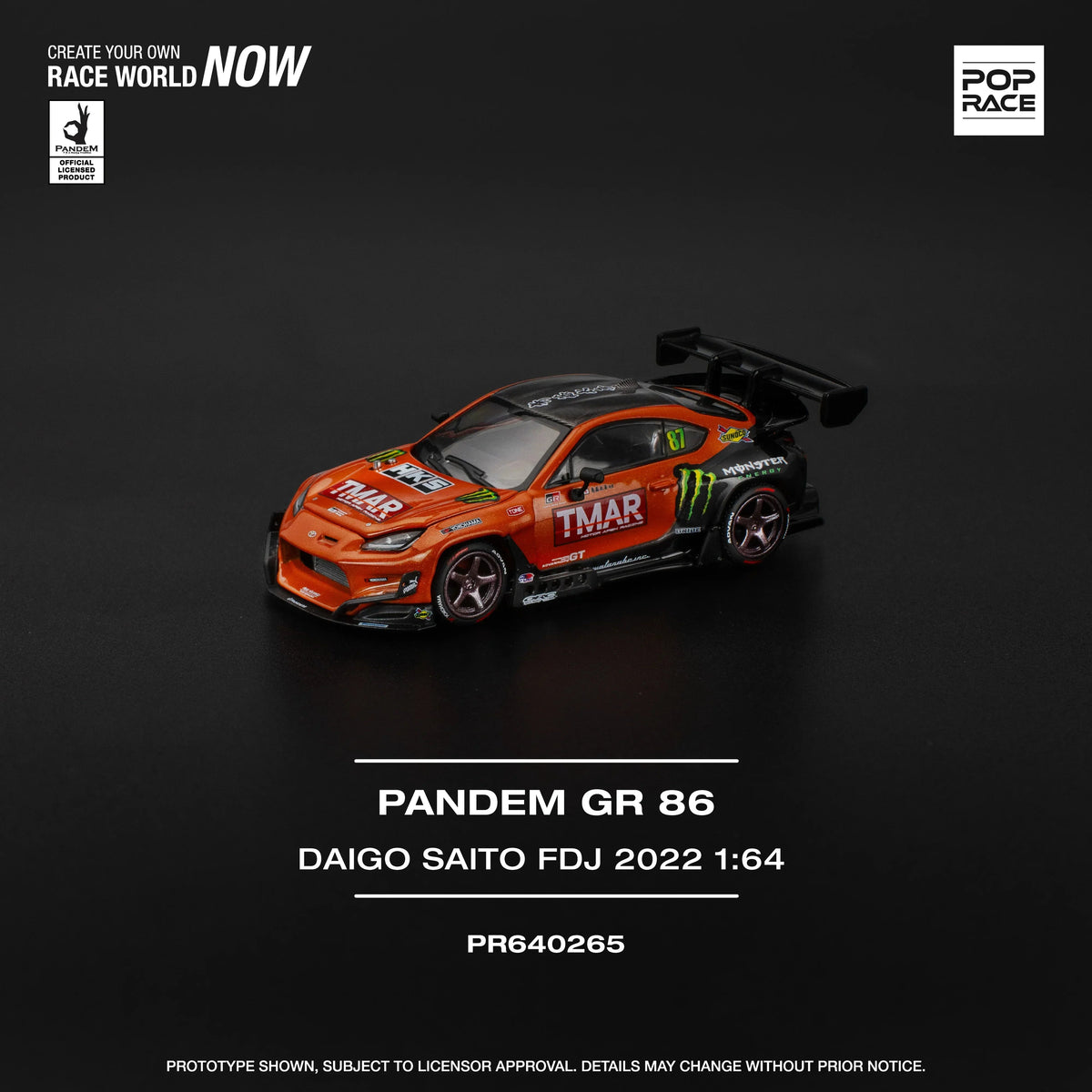 Pandem GR86 - Daigo Saito FDJ 2022, 1:64 Scale (Orange) — image 2