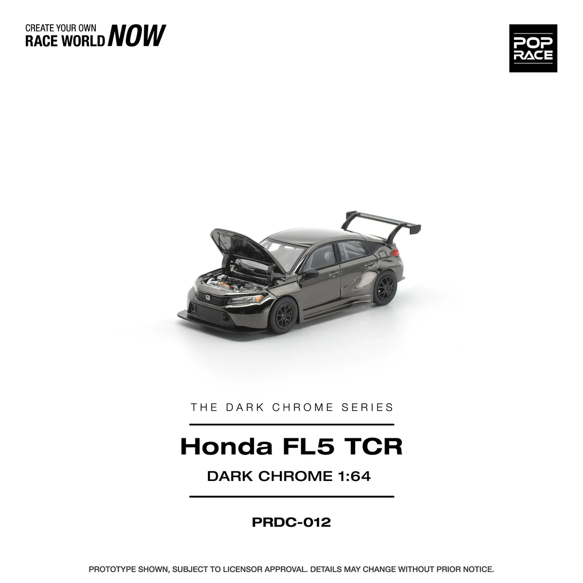 *PRE-ORDER* Honda Civic Fl5 TCR, 1:64 Scale (Dark Chrome) — image 1