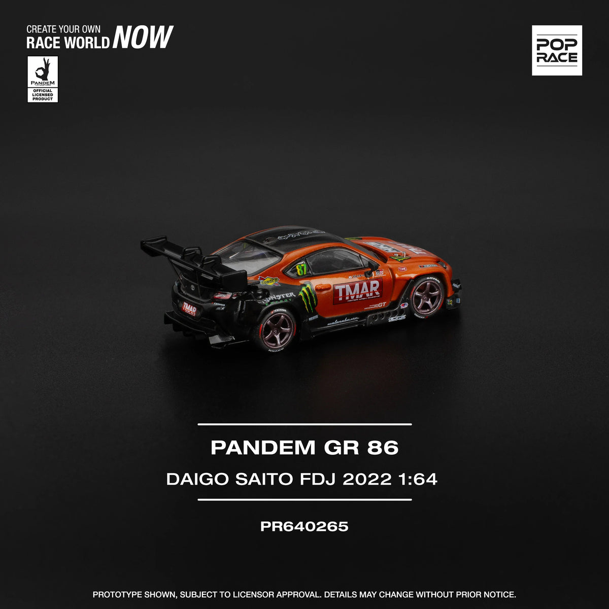 Pandem GR86 - Daigo Saito FDJ 2022, 1:64 Scale (Orange) — image 3