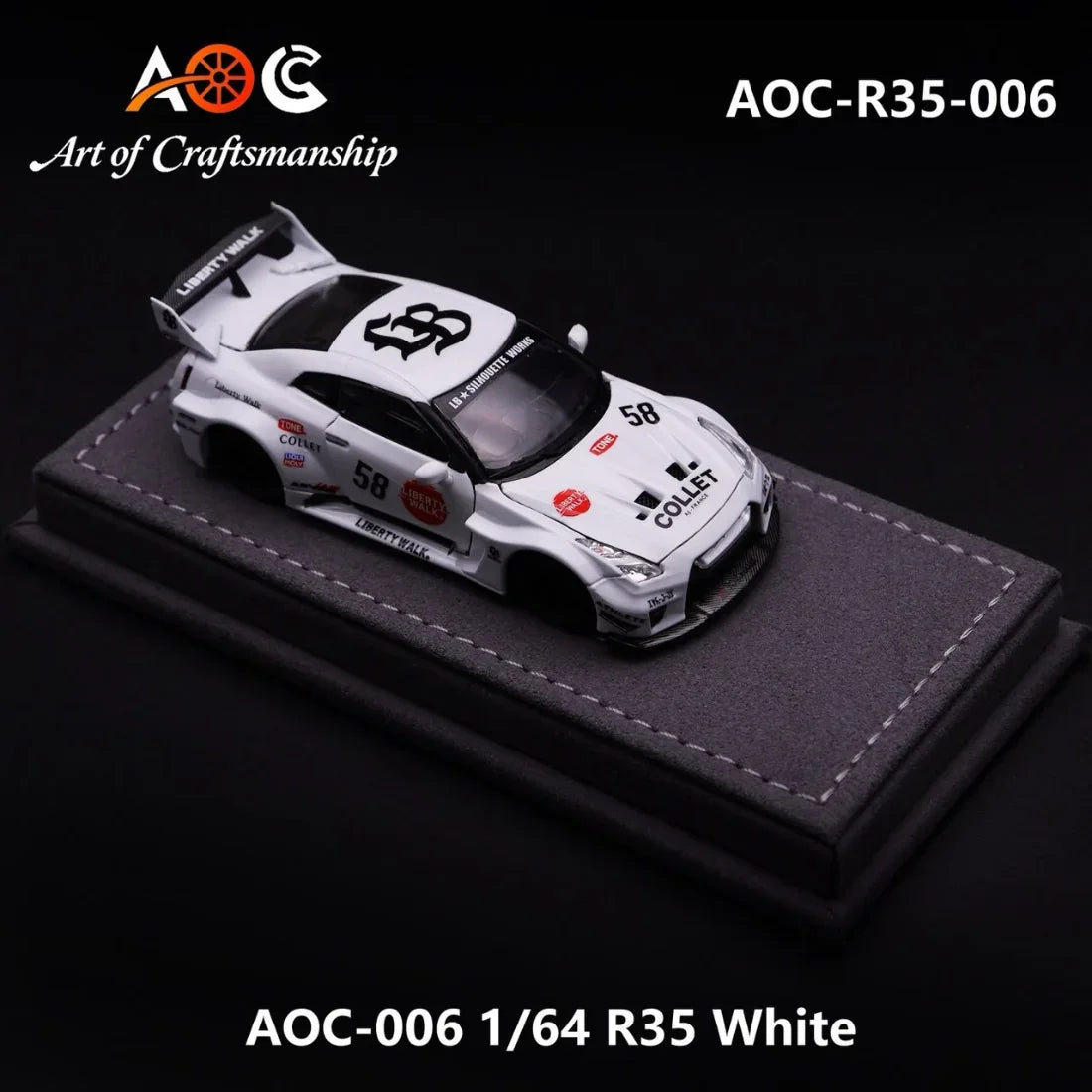 *PRE-ORDER* Liberty Walk GT-R R35 #58 White Livery, 1:64 Scale — image 3