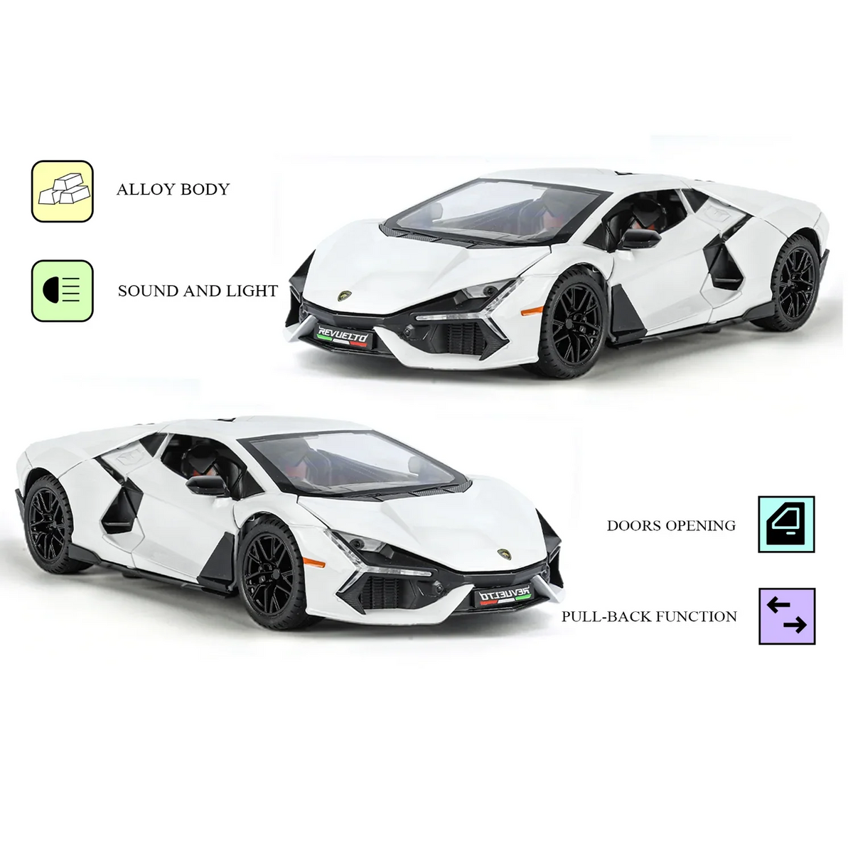 Lamborghini Daniel Street - Light, Sound with Openable Doors, 1:24 Scale (White) — image 5
