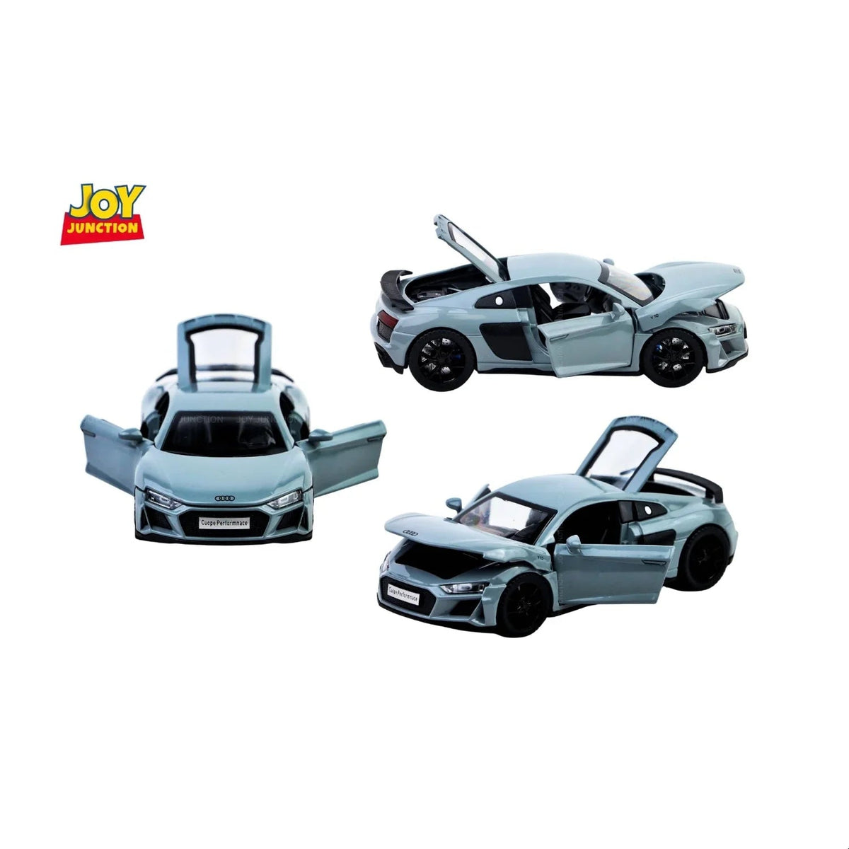 Audi R8 Pullback Toy Car - Light, Sound with Openable Doors, 1:32 Scale (Blue) — image 4