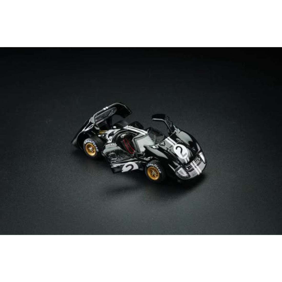 *PRE-ORDER* Ford GT40 MK2 Black #02 Livery (Open-Engin & Rear Hoods+Doors, Visible Engine), 1:64 Scale — image 5