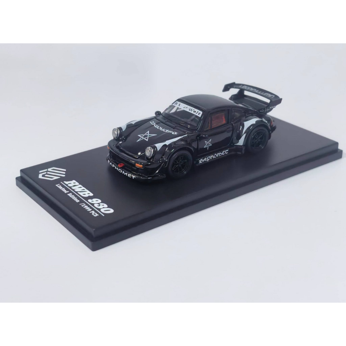 *PRE-ORDER* Porsche diecast RWB930 GT Wing Baphomet Black (Open-Engin & Rear Hoods+Doors, Visible Engine), 1:64 Scale — image 1