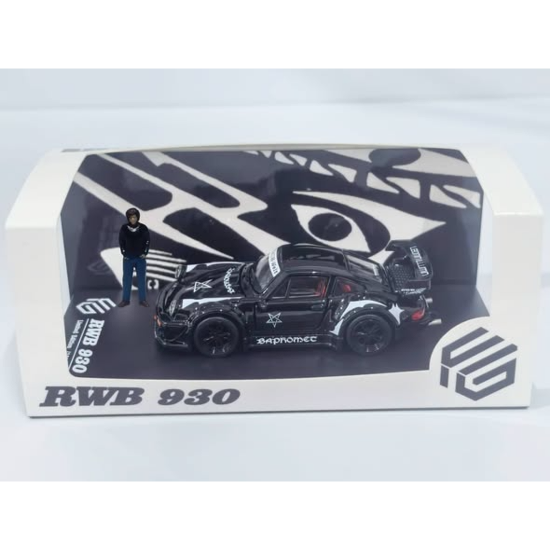*PRE-ORDER* Porsche diecast RWB930 GT Wing Baphomet Black (Open-Engin & Rear Hoods+Doors, Visible Engine), 1:64 Scale — image 4