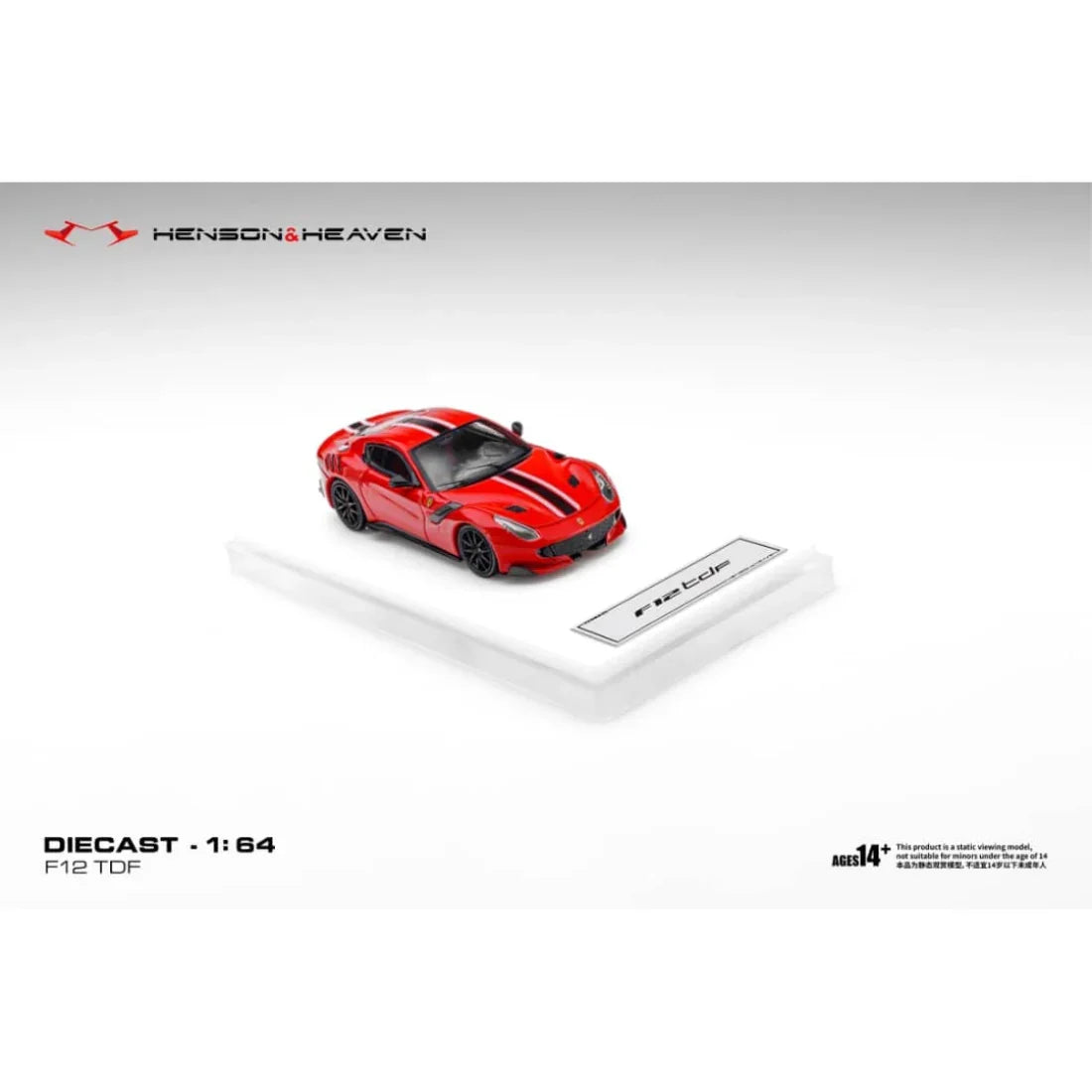 *PRE-ORDER* Ferrari F12 TDF Rosso Corsa with Black Stripe, 1:64 Scale — image 2