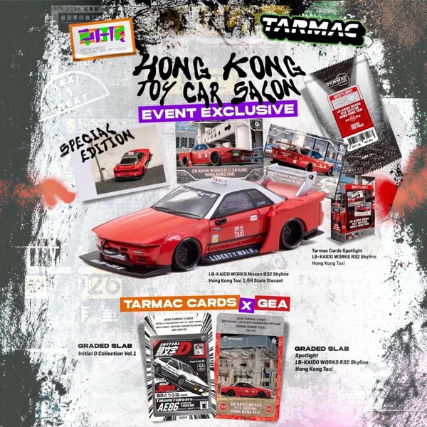 *HKTCS 2026* LB-Kaido Works Nissan R32 Skyline Red Hong Kong Taxi Livery, 1:64 Scale — image 1