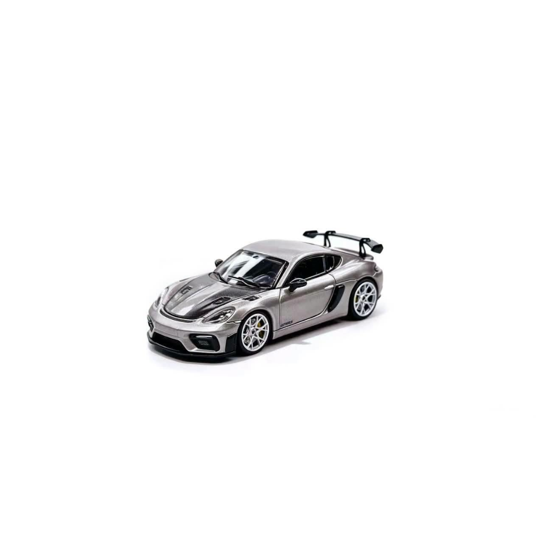 *Pre-Orders* Porsche 718 GT4 RS GT Silver with Half Carbon-Hood, 1:64 Scale — image 1