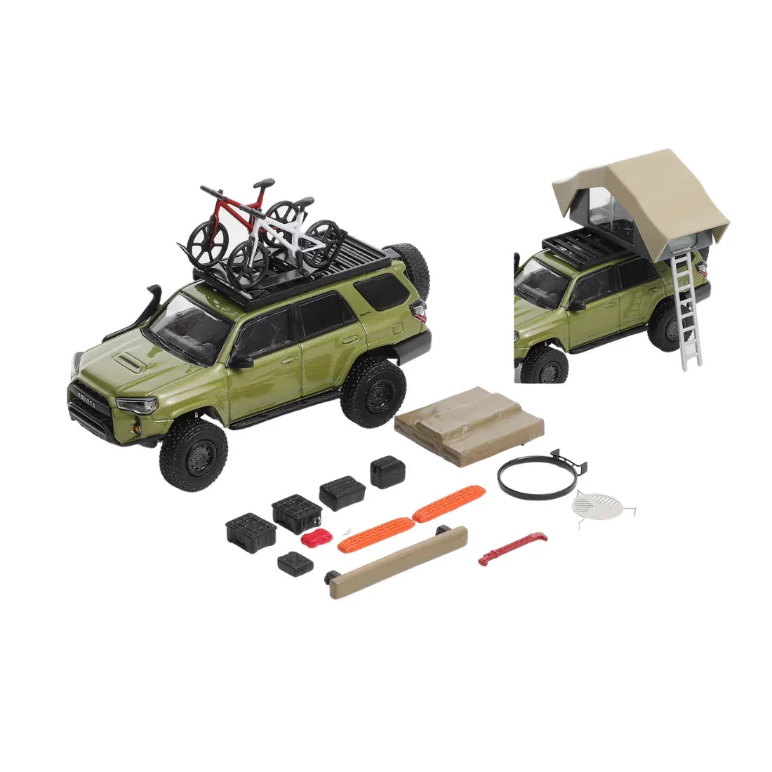 Toyota 4Runner TRD Pro Overland Modified with 13 Accessories (Green), 1:64 Scale — image 1