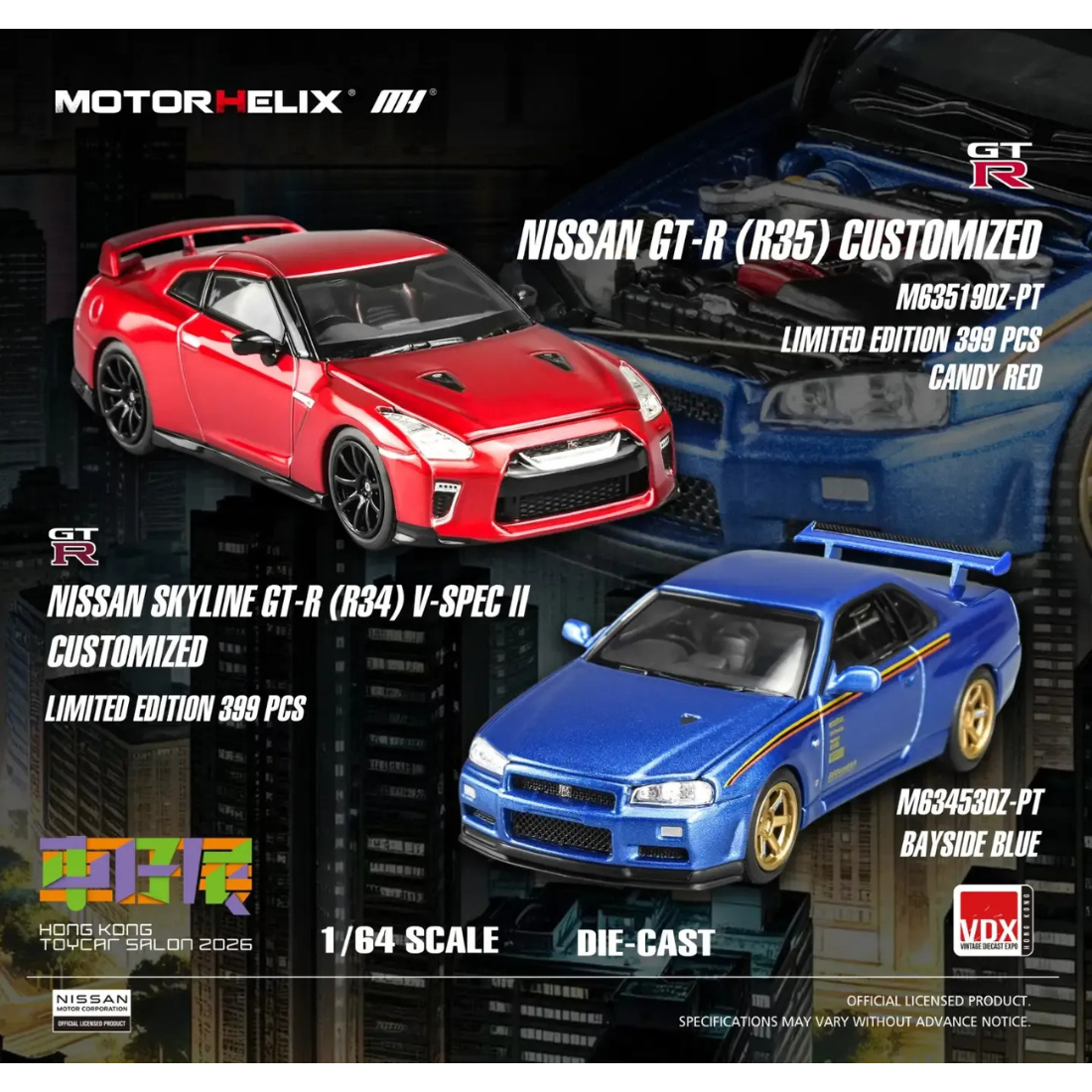 *HKTCS 2026* Nissan Skyline GT-R R34 Customized Bayside Blue (Limited to 399pcs), 1:64 Scale — image 5