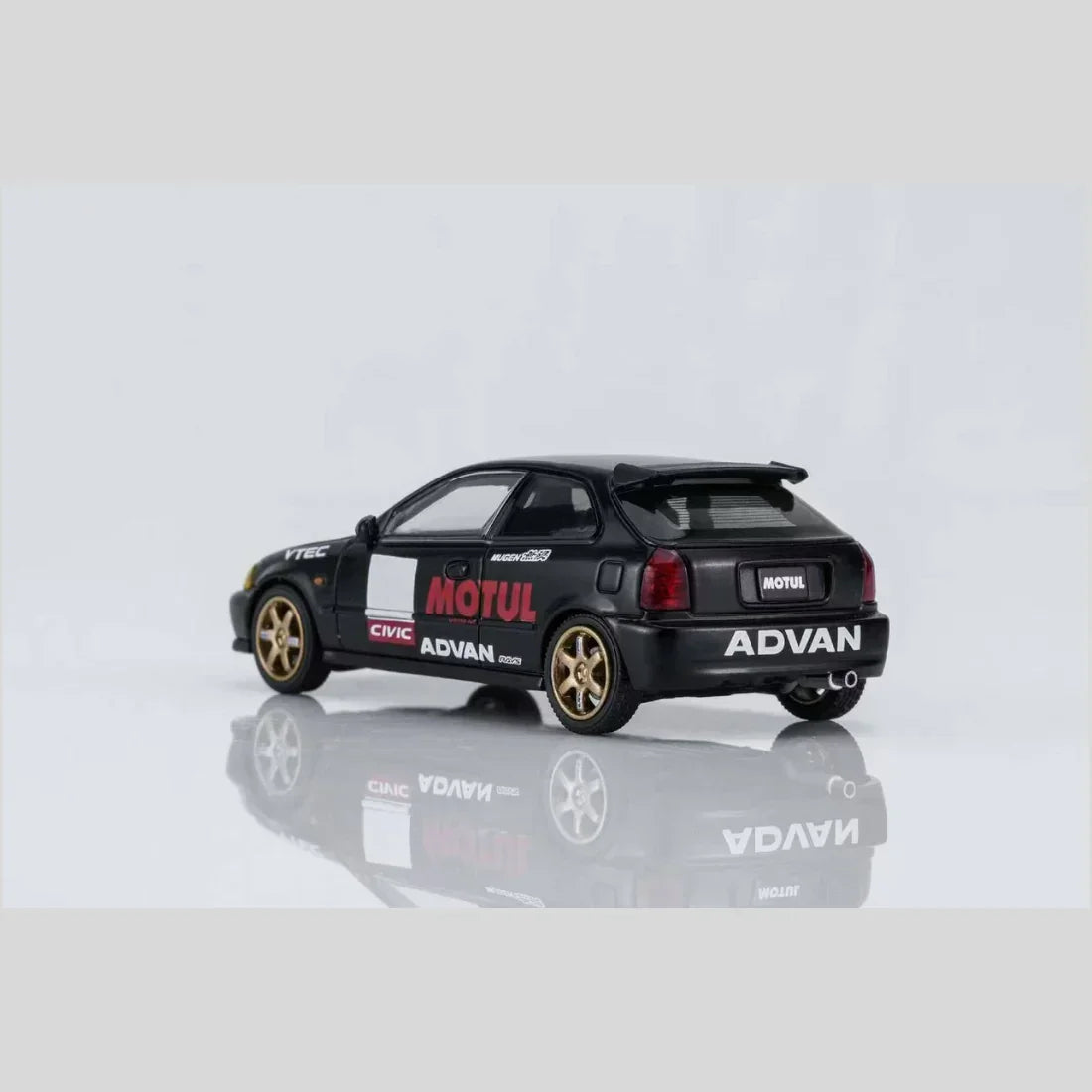 Honda Civic TYPE R (EK9) No Good Racing Motul Magnetic Engine Hood-Removable (Matt Black with Yellow Head Lights), 1:64 Scale — image 2