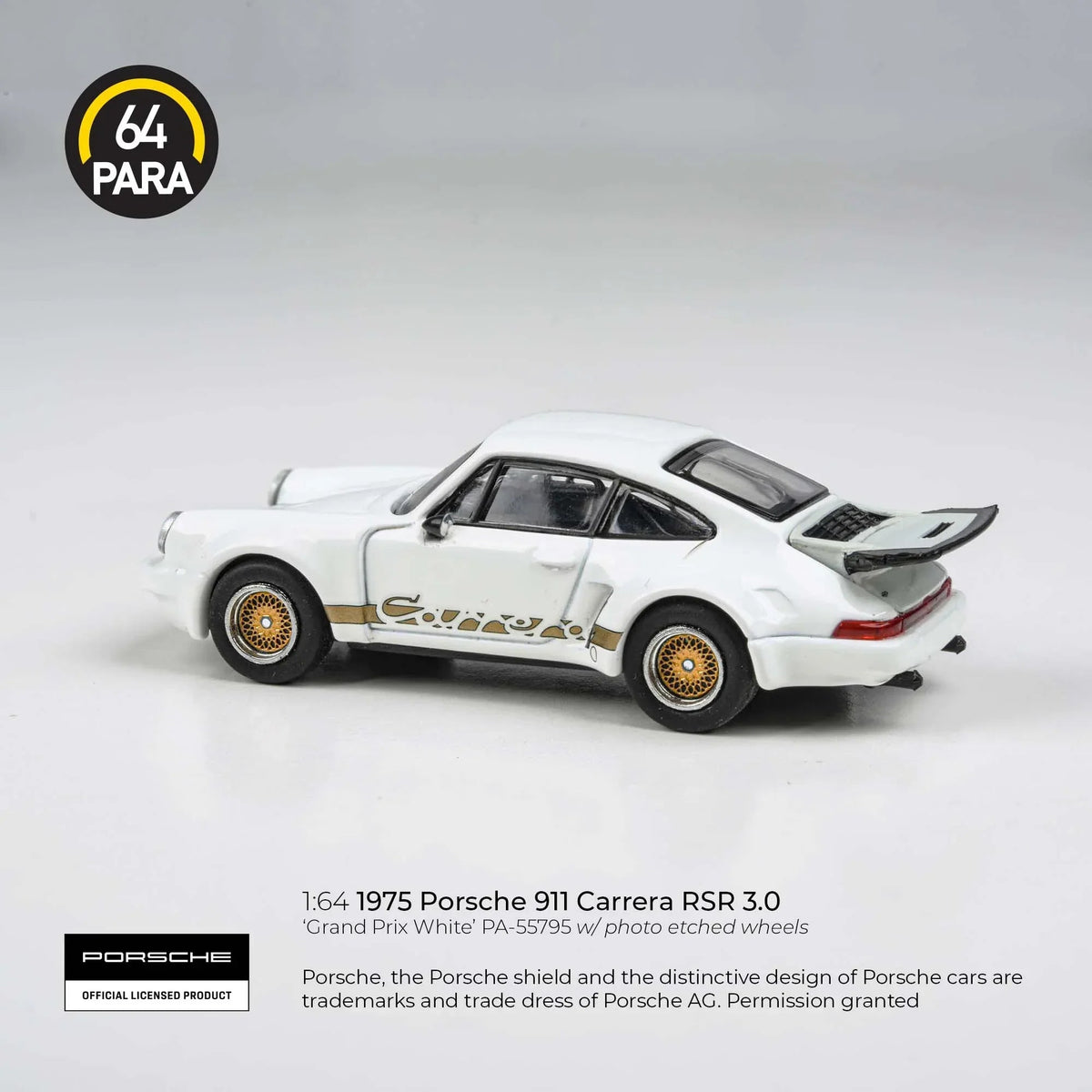 Porsche diecast 911 Carrera RSR 3.0 Grand Prix, 1:64 Scale (White) — image 3