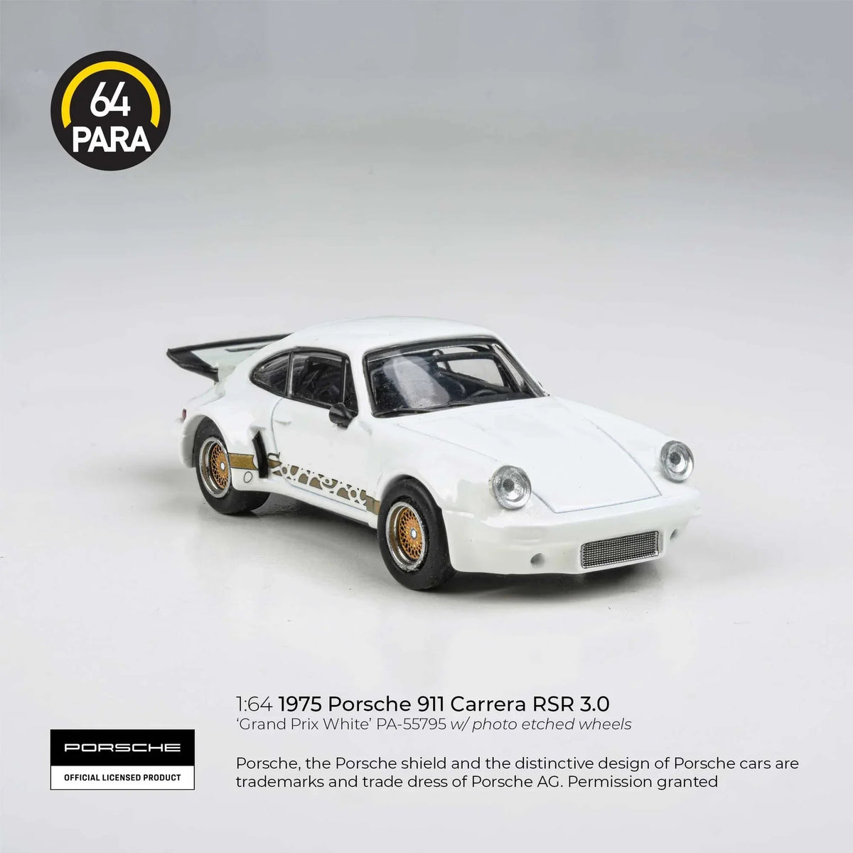 Porsche diecast 911 Carrera RSR 3.0 Grand Prix, 1:64 Scale (White) — image 2