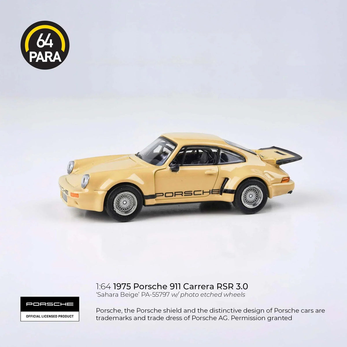 Porsche diecast 911 Carrera RSR 3.0 1975, 1:64 Scale (Beige) — image 1