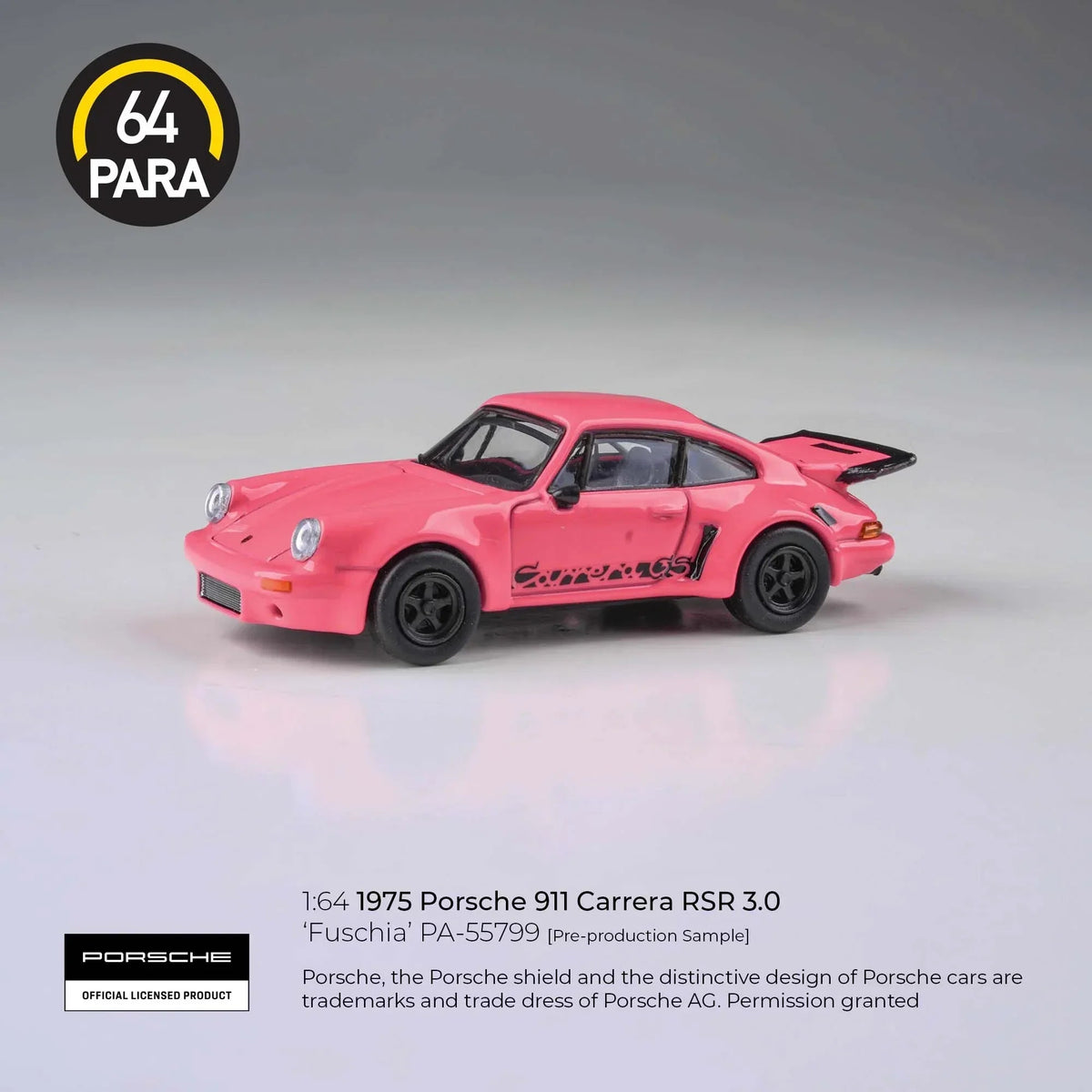 Porsche diecast 911 Carrera 3.0 RSR, 1:64 Scale (Pink) — image 1
