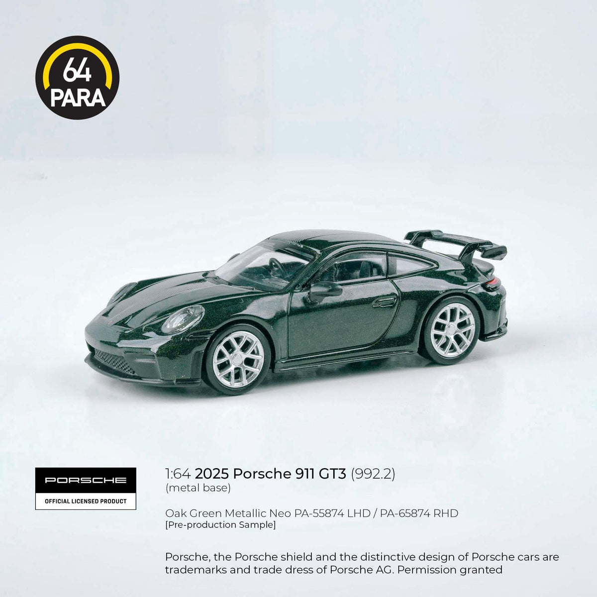 Porsche diecast 911 GT3 (992.2) 2025, 1:64 Scale (Green) — image 1