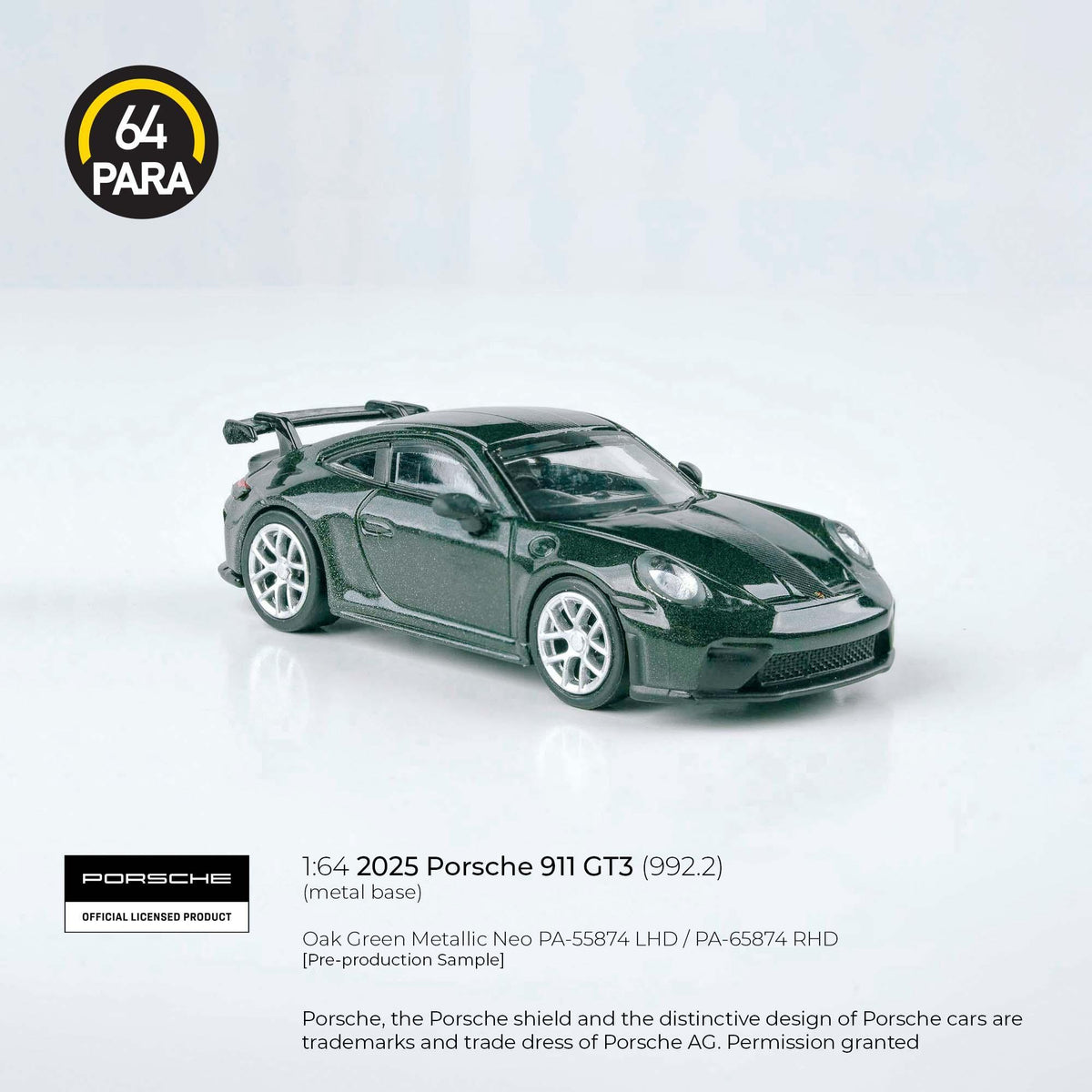 Porsche diecast 911 GT3 (992.2) 2025, 1:64 Scale (Green) — image 4