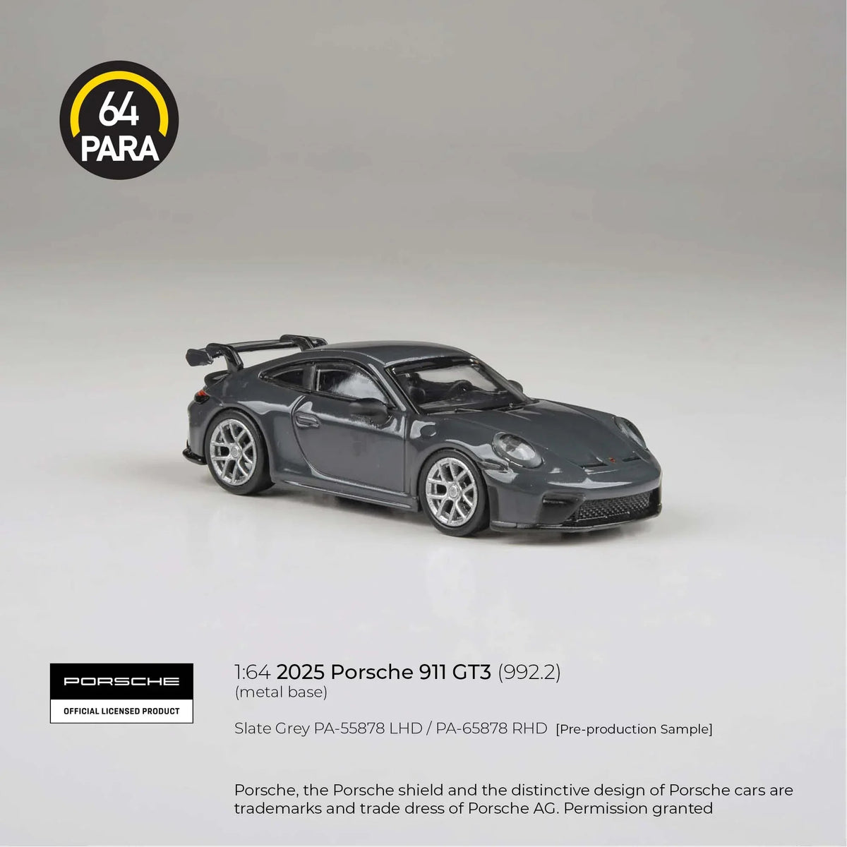Porsche diecast 911 GT3 (992.2) 2025, 1:64 Scale (Slate Grey) — image 4