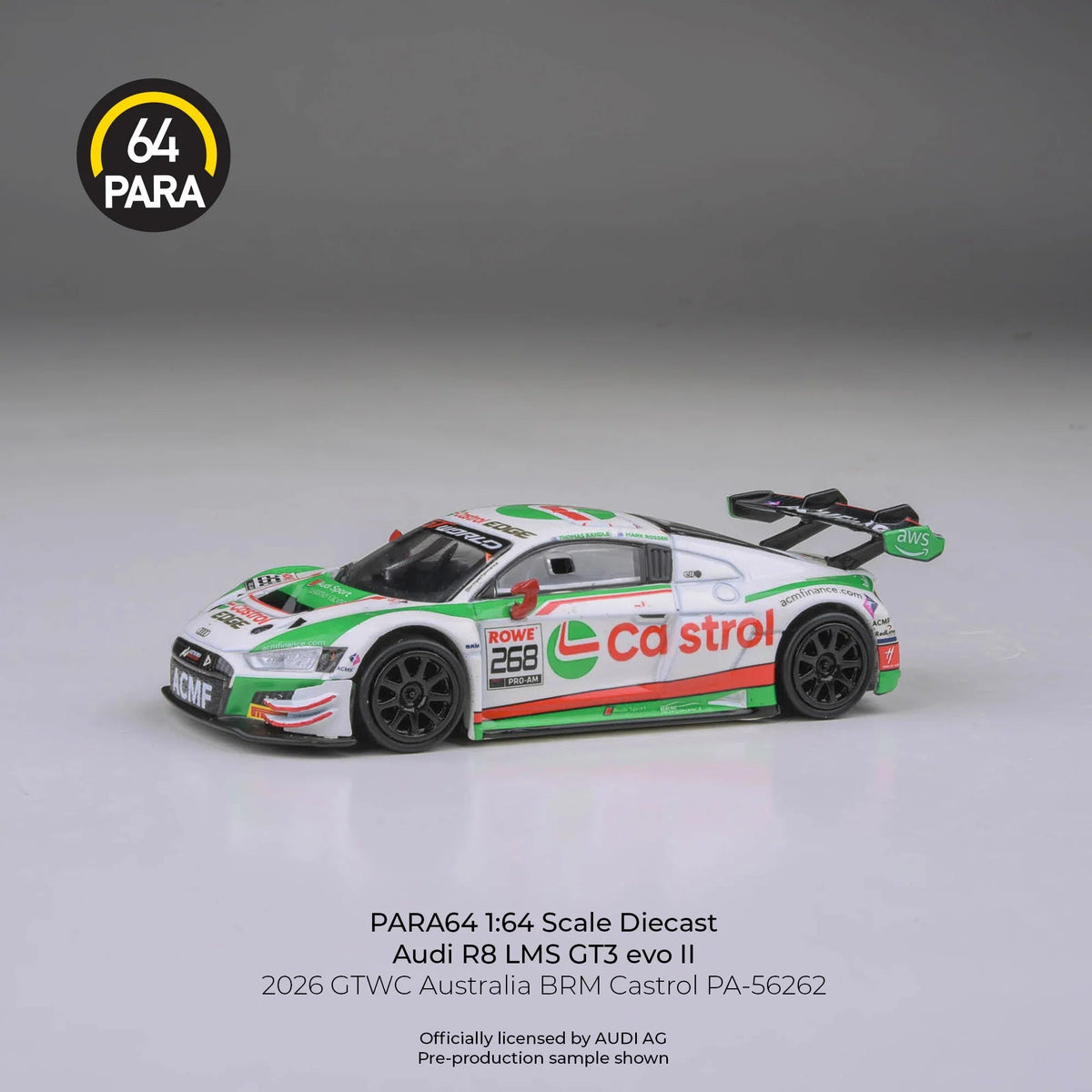 *PRE-ORDER* Audi R8 LMS GT3 EVO II GTWC Australia BRM Castrol 2026, 1:64 Scale — image 1