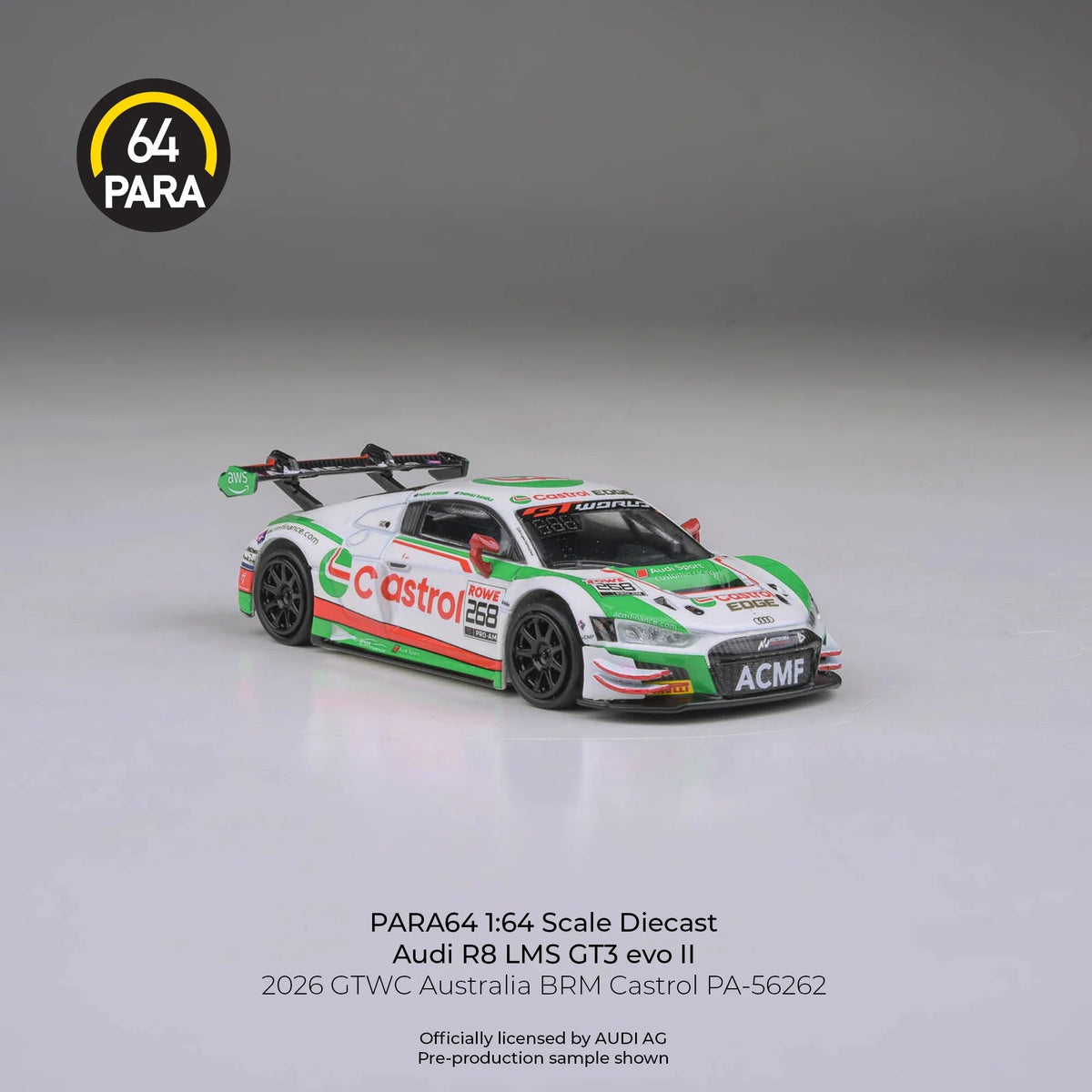 *PRE-ORDER* Audi R8 LMS GT3 EVO II GTWC Australia BRM Castrol 2026, 1:64 Scale — image 4