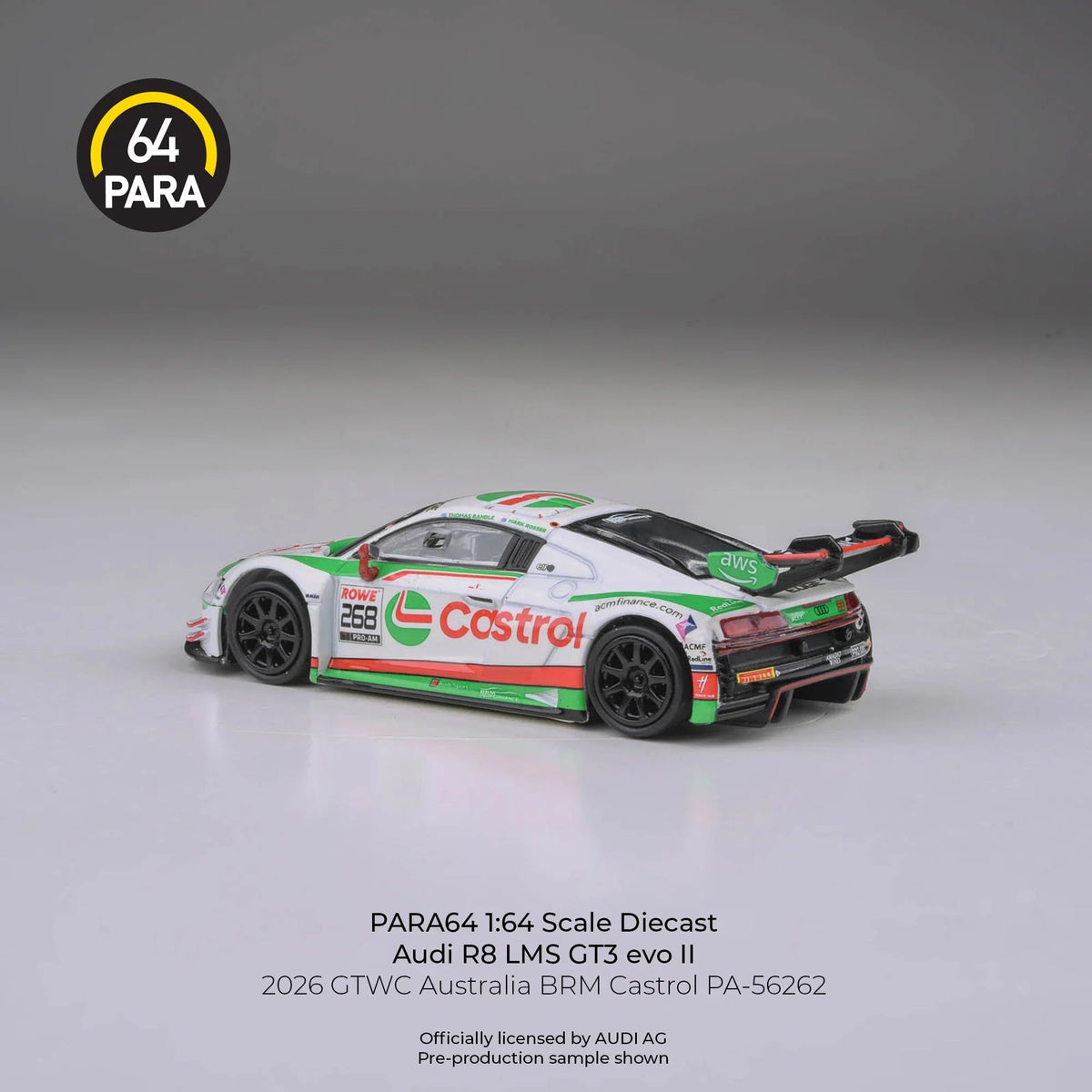 *PRE-ORDER* Audi R8 LMS GT3 EVO II GTWC Australia BRM Castrol 2026, 1:64 Scale — image 2