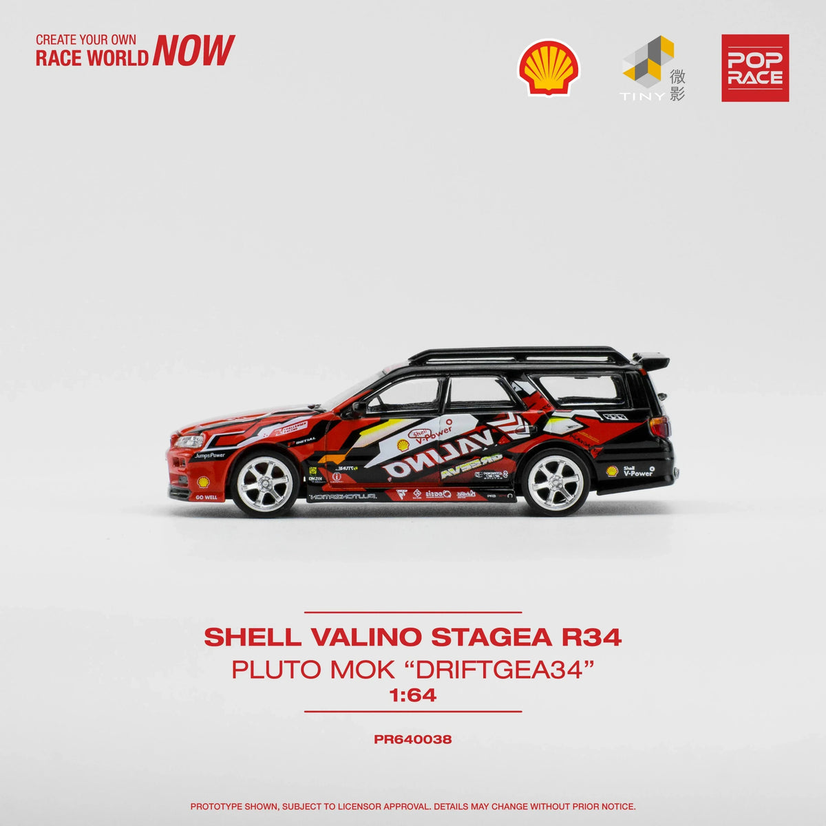 Shell Valino Stagea R34 Pluto Mok "Driftgea34", 1:64 Scale (Red) — image 2
