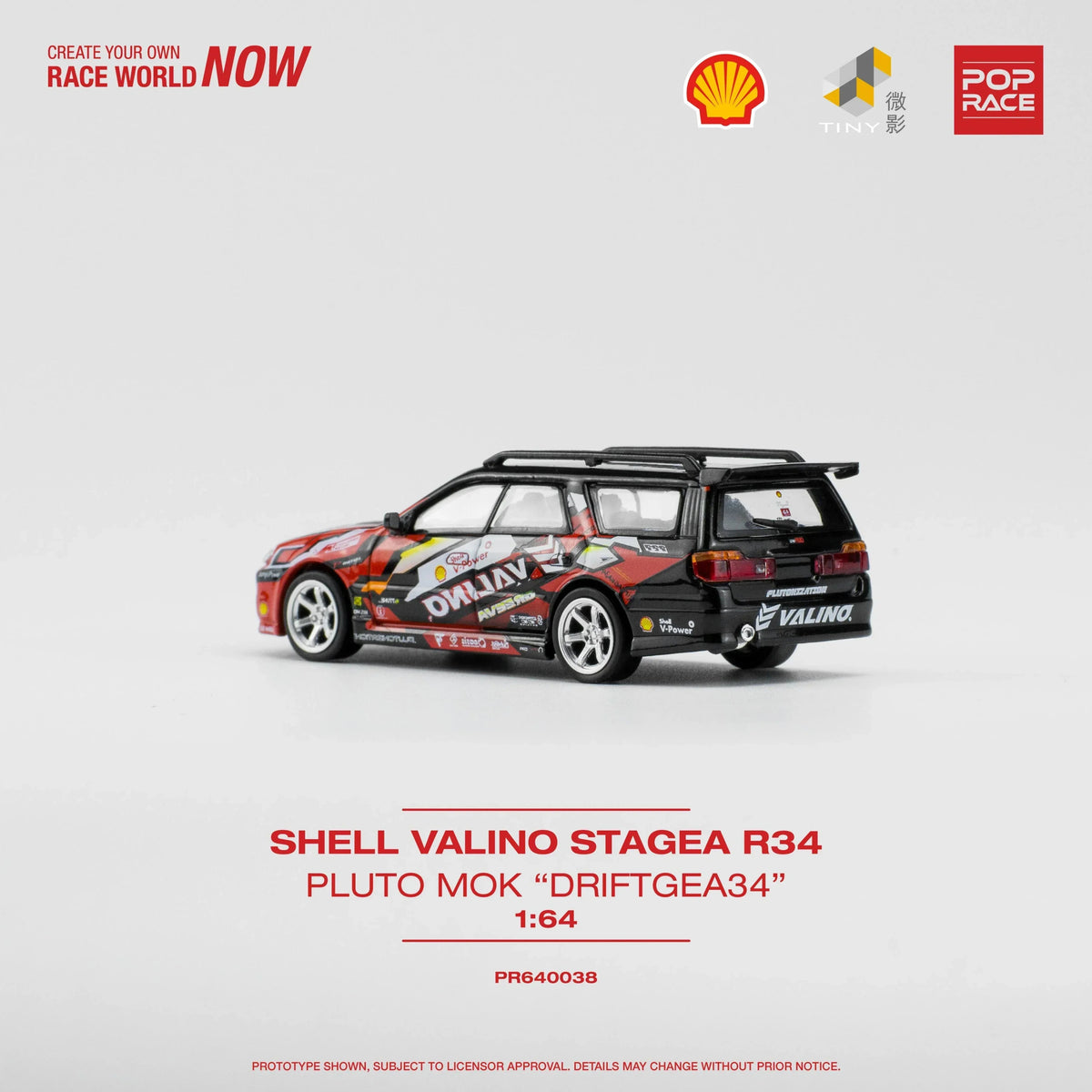 Shell Valino Stagea R34 Pluto Mok "Driftgea34", 1:64 Scale (Red) — image 3
