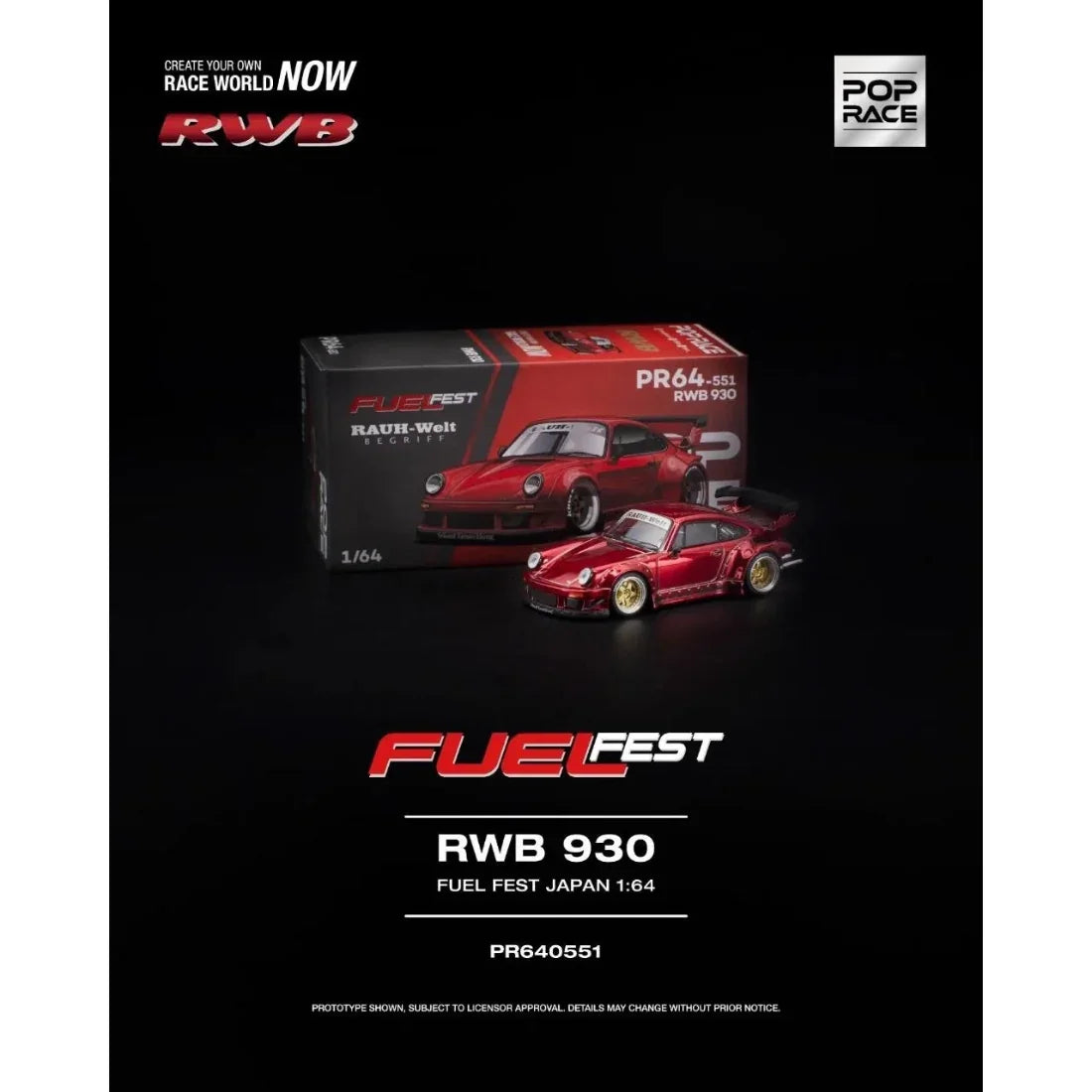 Porsche diecast RWB 930 Fuel Fest , Fuji International Speedway, Japan (Open Rear Hood with Engine Details) 2026, 1:64 Scale — image 1