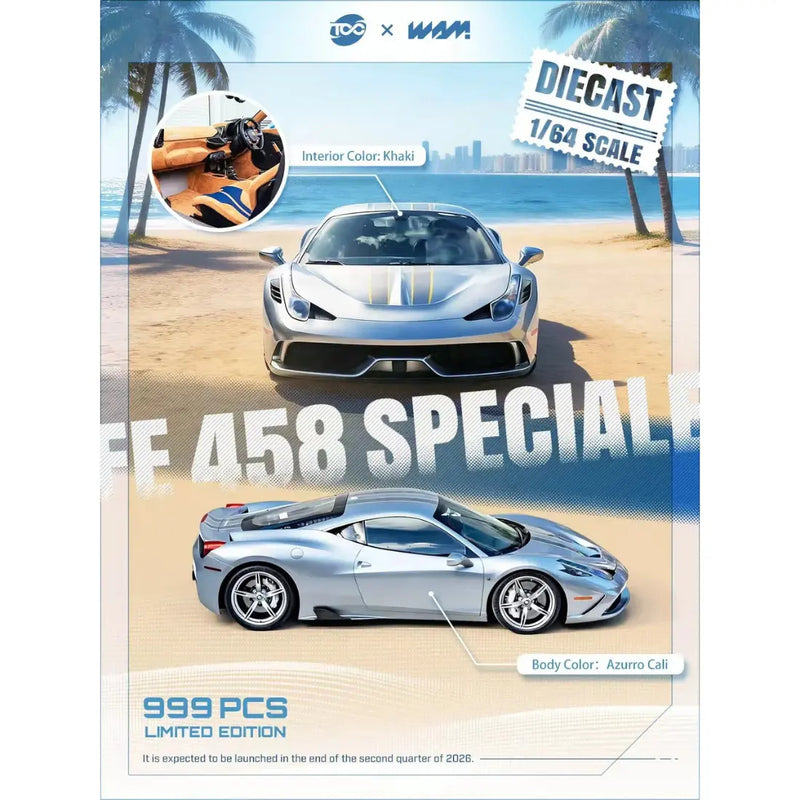 *PRE-ORDER* Ferrari 458 Speciale, 1:64 Scale (Ice Blue) — image 1
