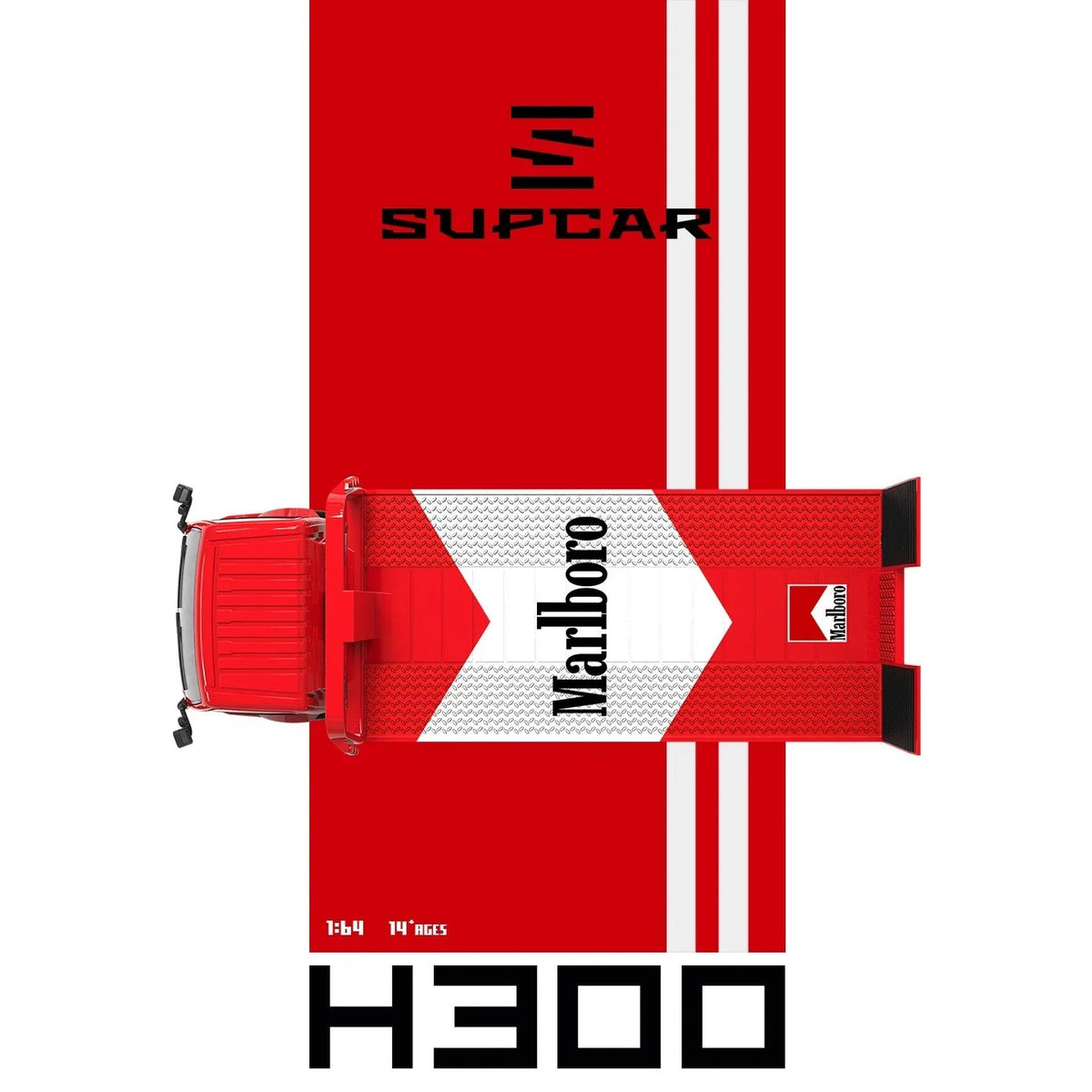 *PRE-ORDER* SUPCAR H300 Flatbed Transport Trailer - Marlboro Painted, 1:64 Scale — image 5