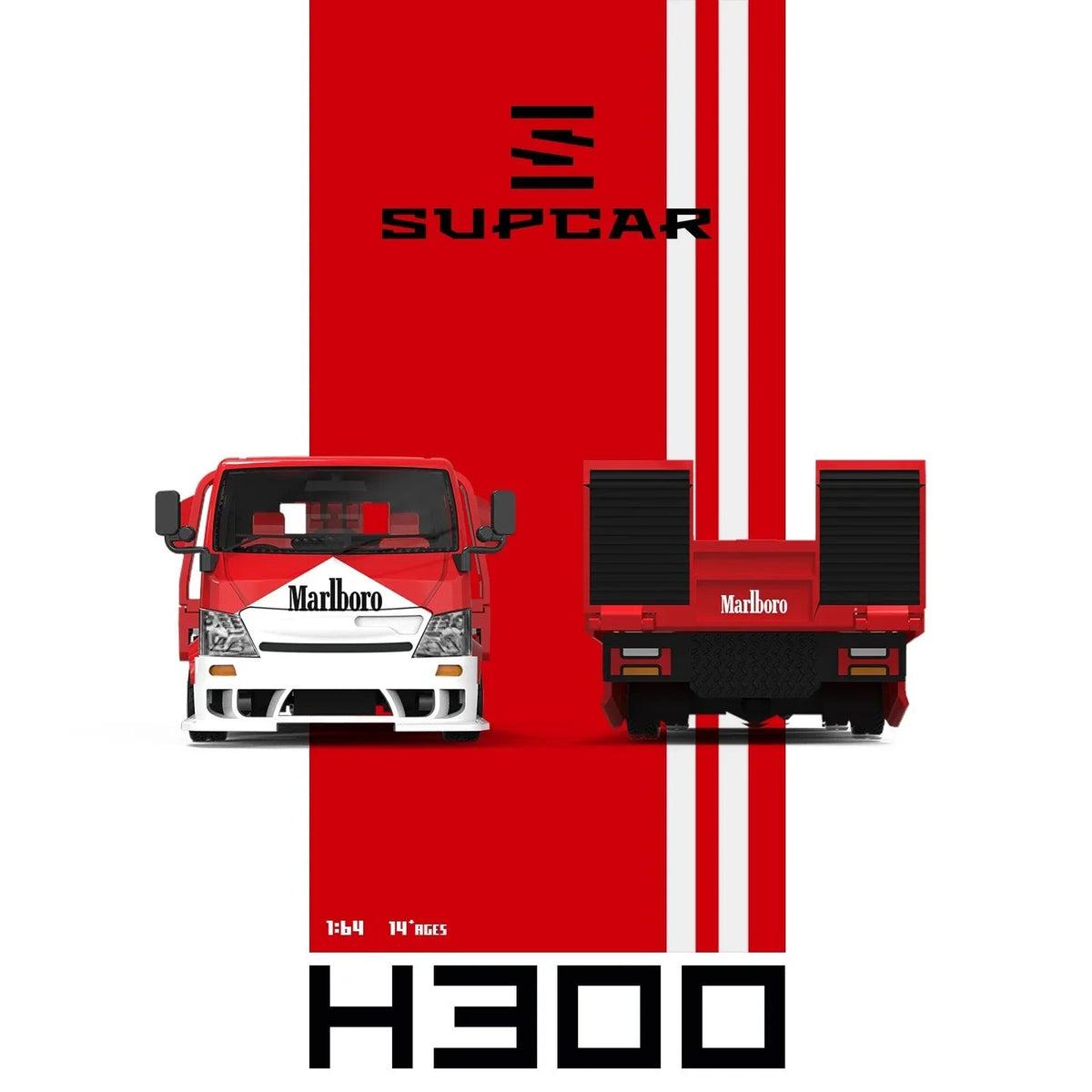 *PRE-ORDER* SUPCAR H300 Flatbed Transport Trailer - Marlboro Painted, 1:64 Scale — image 6