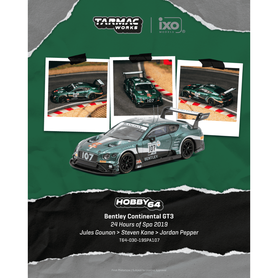 *PRE-ORDER* Bentley Continental GT3 24 Hours of Spa 2019 Jules Gounon / Steven Kane / Jordan Pepper, 1:64 Scale — image 1