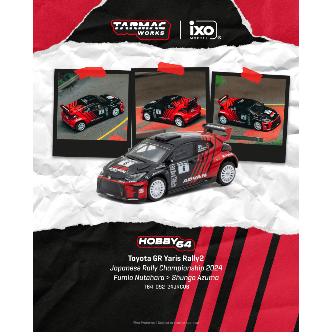 *PRE-ORDER* Toyota GR Yaris Rally2 Japanese Rally Championship 2024 Fumio Nutahara / Shungo Azuma, 1:64 Scale — image 1