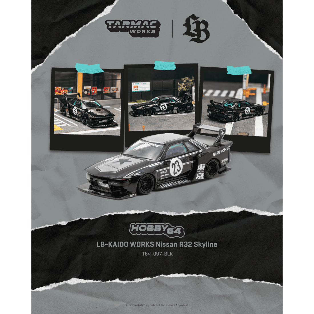 *PRE-ORDER* LB-KAIDO WORKS Nissan R32 Skyline, 1:64 Scale (Black) — image 1