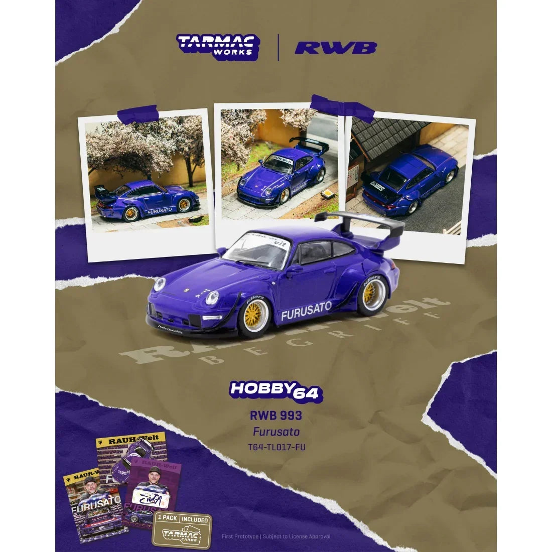*PRE-ORDER* RWB 993 Furusato (Model Car + Trading Cards Combo Set), 1:64 Scale — image 1