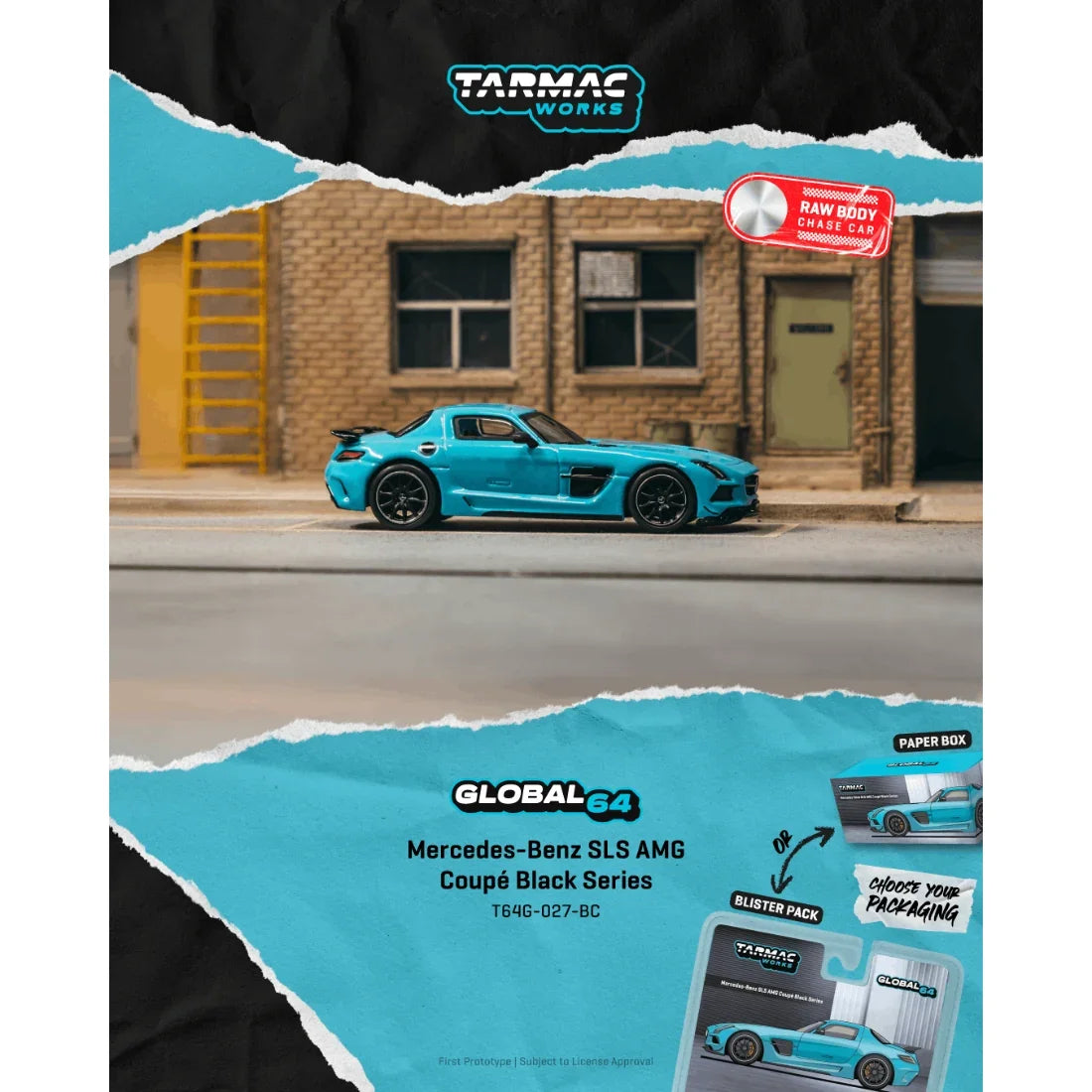 *PRE-ORDER* Mercedes-Benz SLS AMG Coupé Black Series Chance of Chase Car, 1:64 Scale (Matte Blue) — image 5
