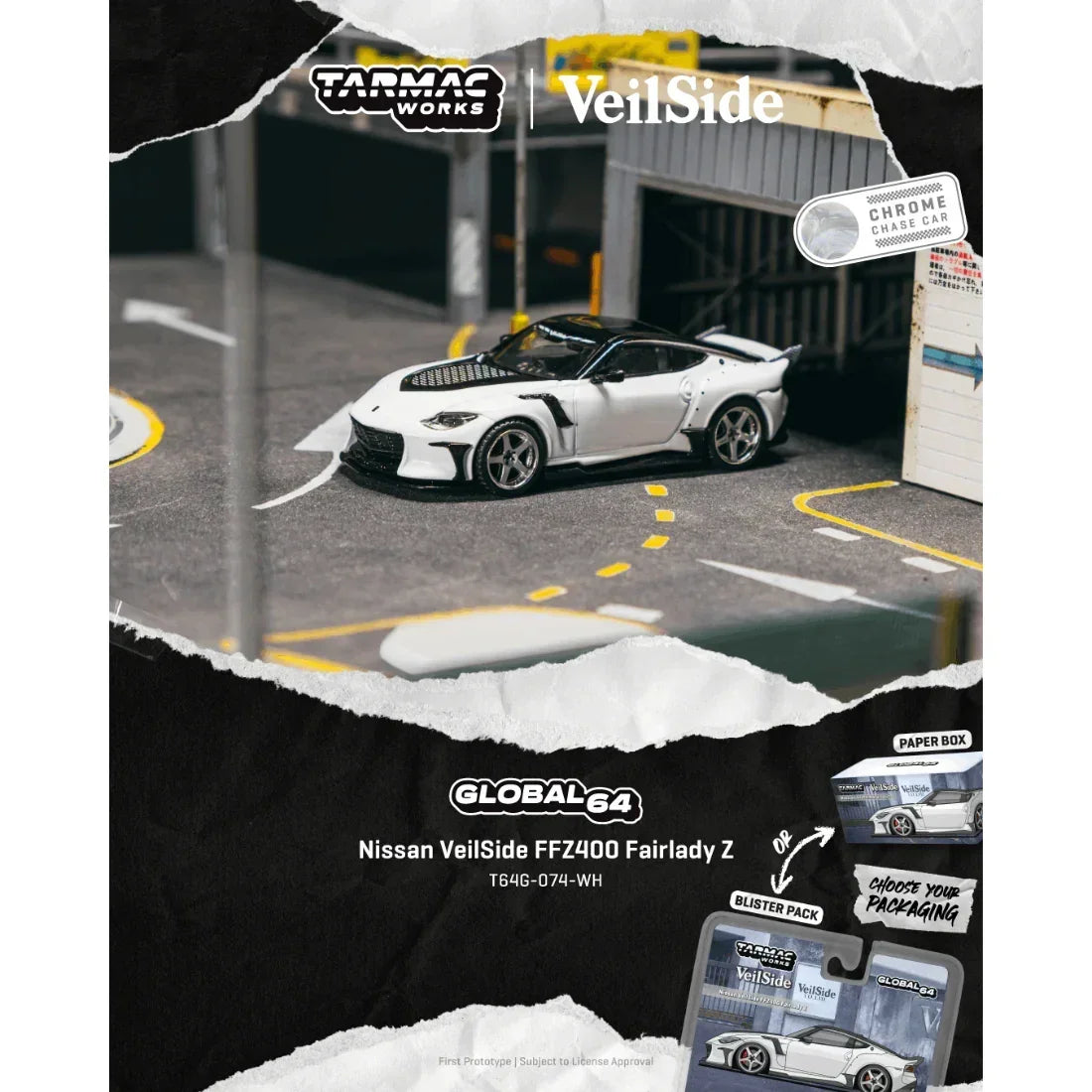 *PRE-0RDER* Nissan VeilSide FFZ400 Fairlady Z Chance of Chase Car, 1:64 Scale (White) — image 1