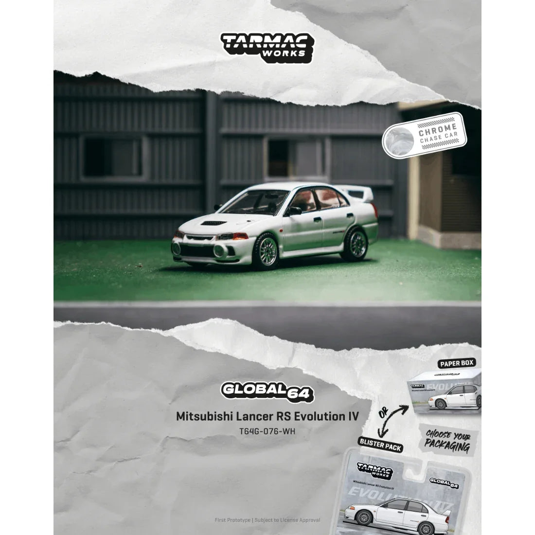 *PRE-ORDER* Mitsubishi Lancer RS Evolution IV (White) Chance of Chase Car, 1:64 Scale — image 5