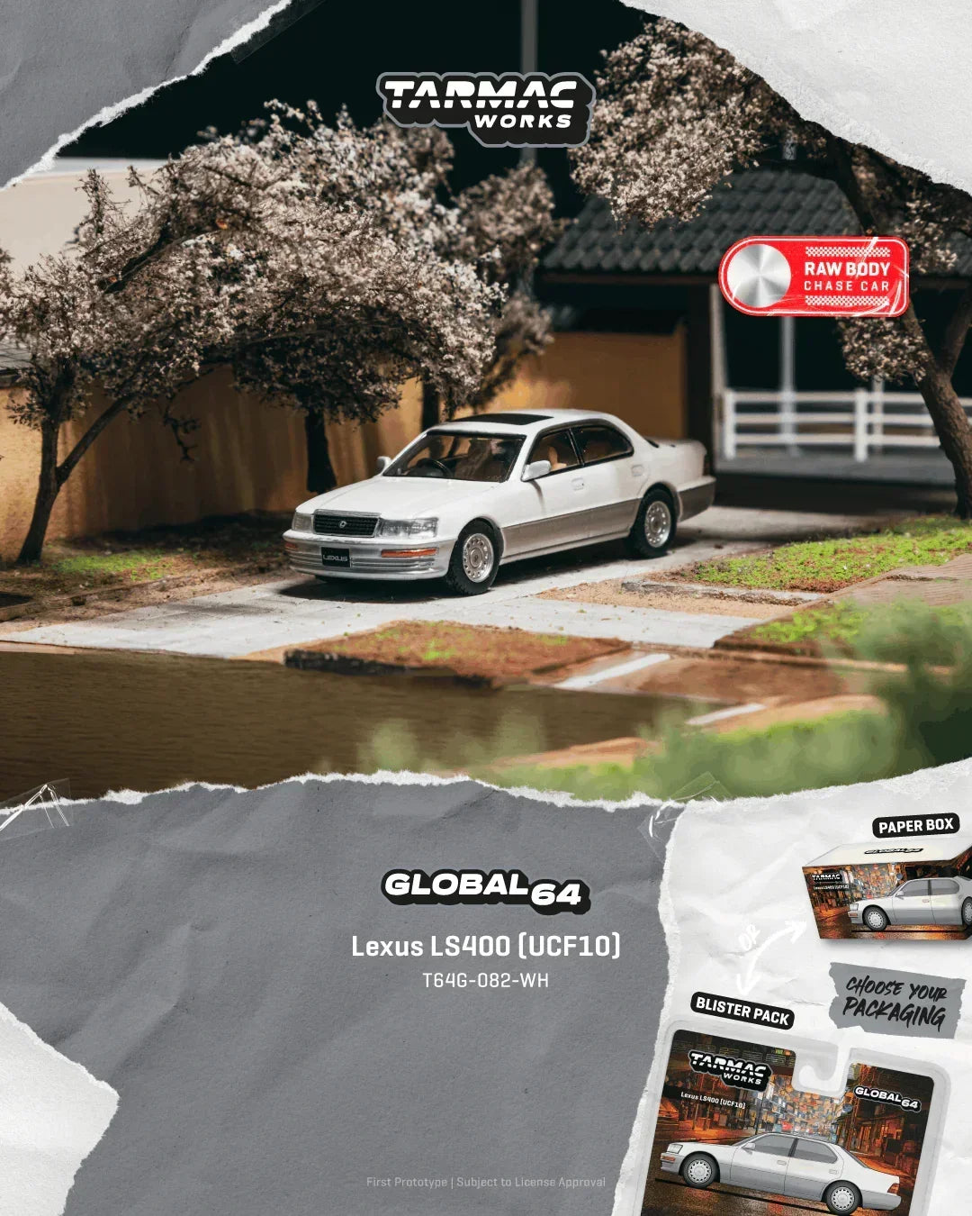 *PRE-ORDER* Lexus LS400 (UCF10) Chance of Chase Car (Blister Pack), 1:64 Scale (Pearl White) — image 1