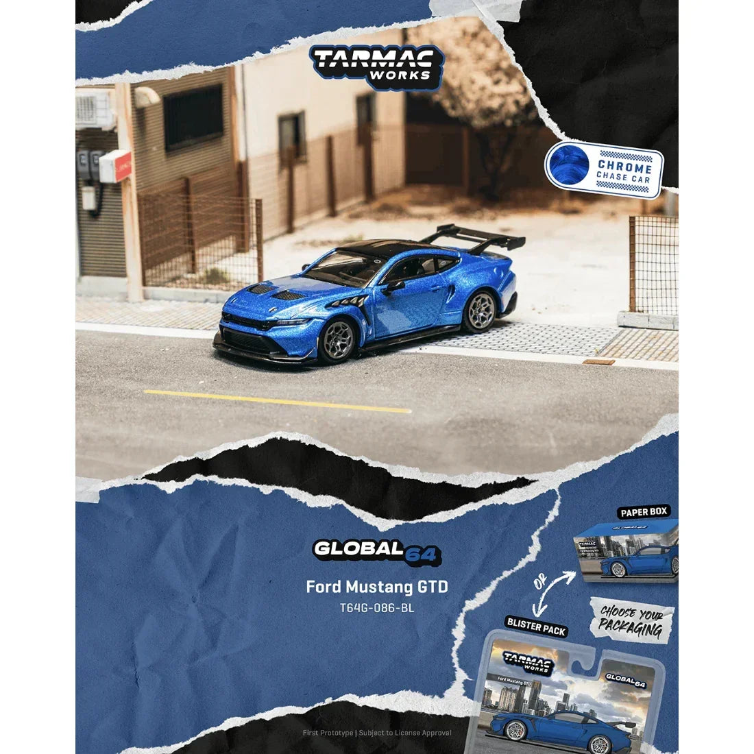 *PRE-ORDER* Ford Mustang GTD Chance of Chase Car, 1:64 Scale (Blue) — image 1
